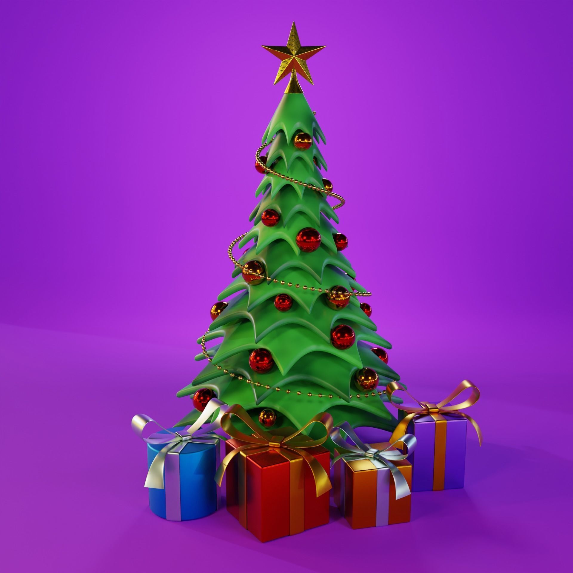 Christmas Tree Cartoon Look 3D model CGTrader