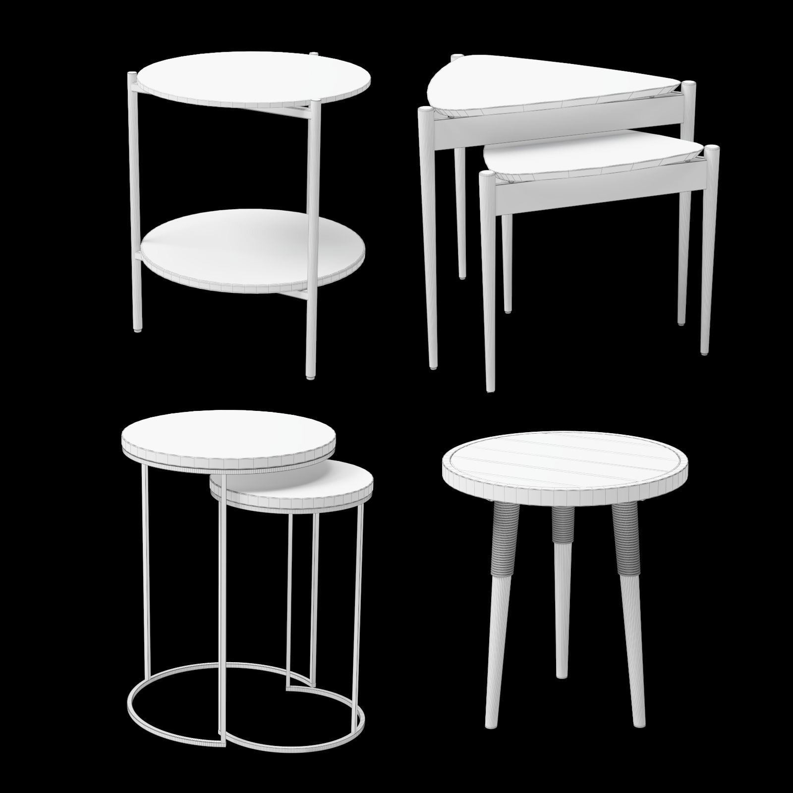 West Elm Side Table Collection Volume 1 3D model CGTrader