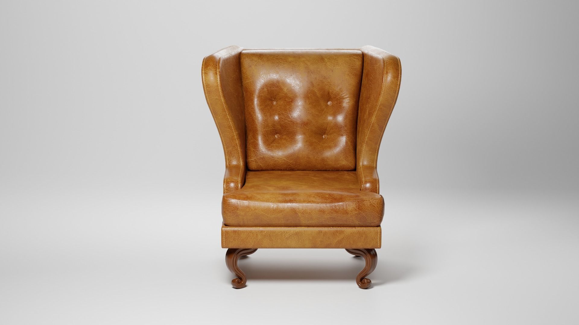 3D model Old fashioned leather chair VR / AR / lowpoly CGTrader