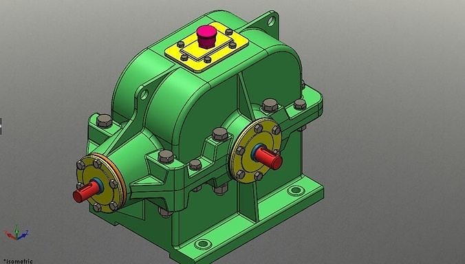  1-stage bevel gear reducer 3D model