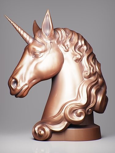 Unicorn head in bronze 3D model 3D printable | CGTrader