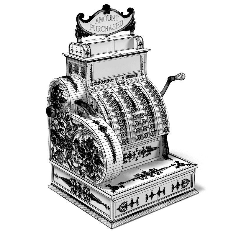 Vintage National Cash Register 3D model CGTrader