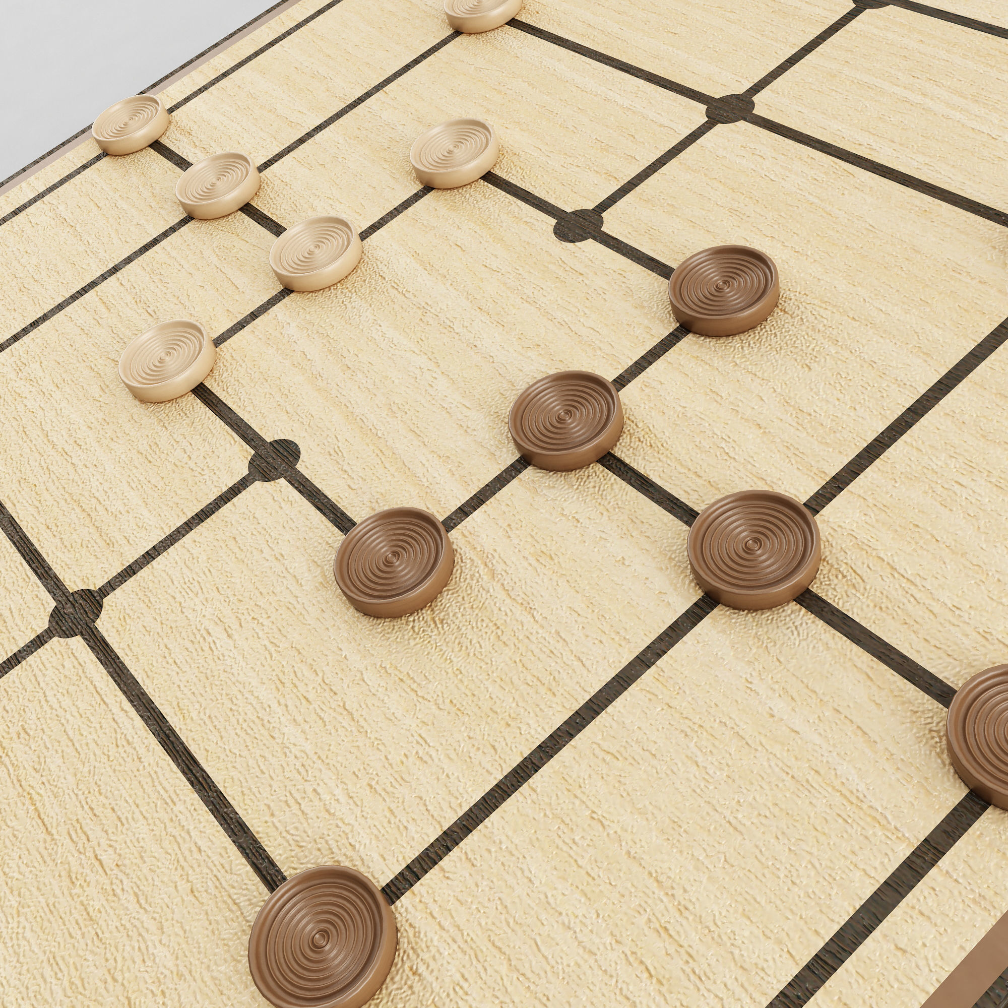 Nine Mens Morris Board Game 3D model | CGTrader