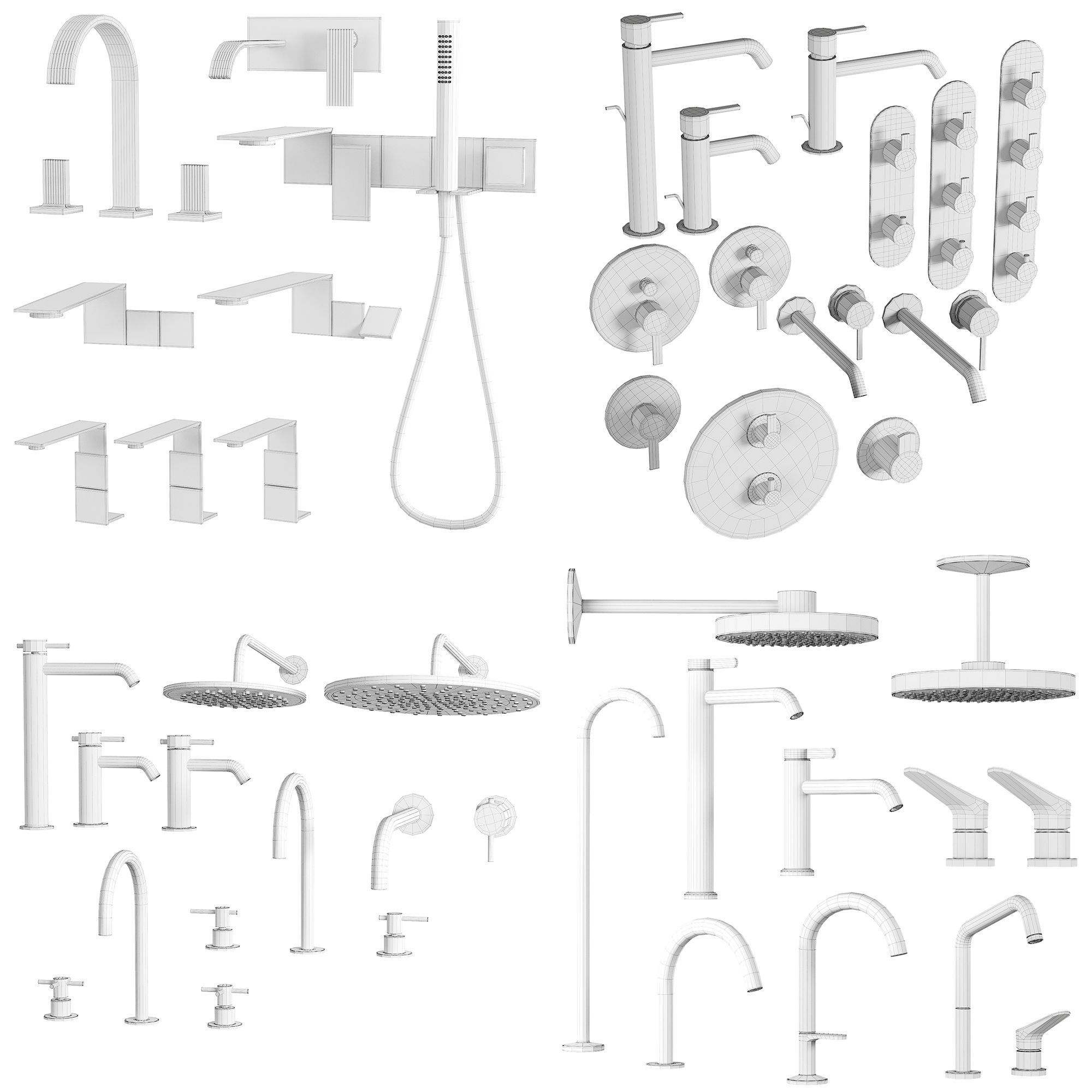 Taps and shower set 3D model CGTrader