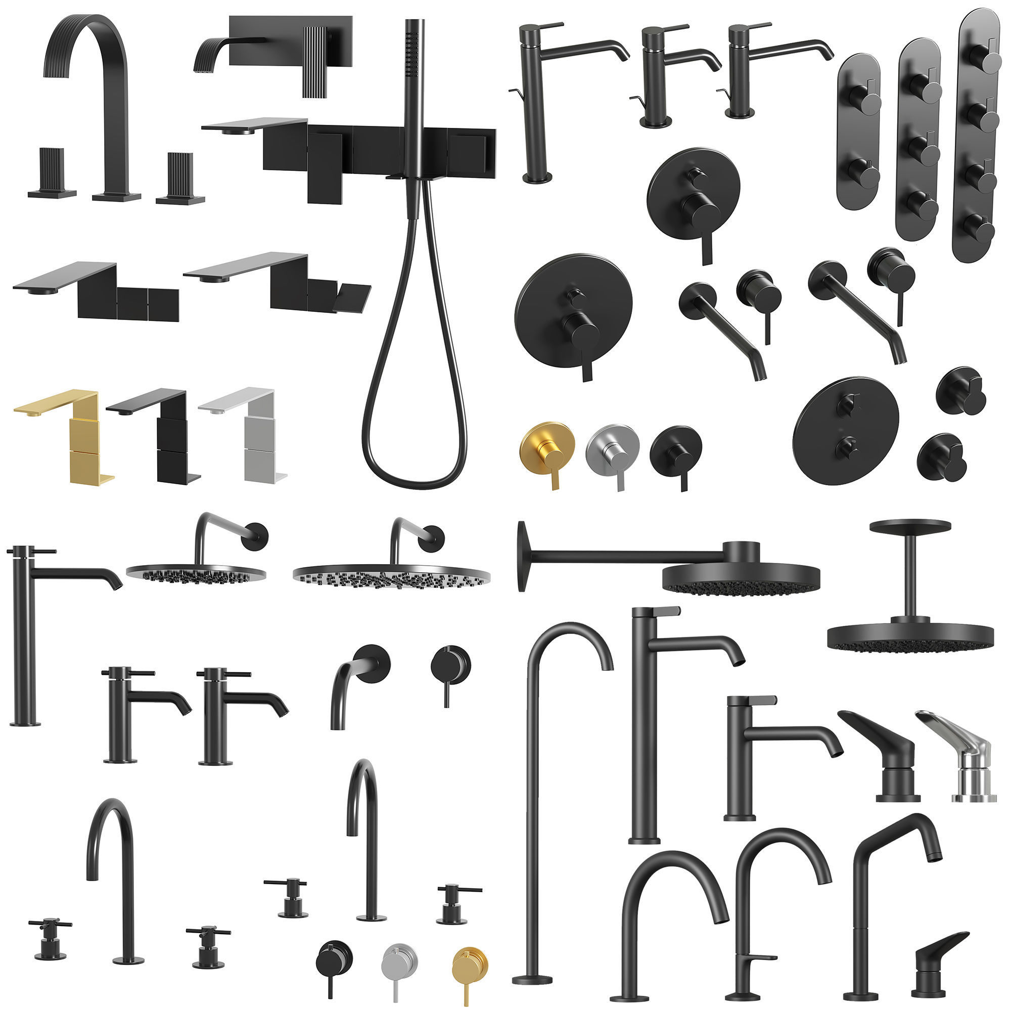 Taps and shower set 3D model CGTrader