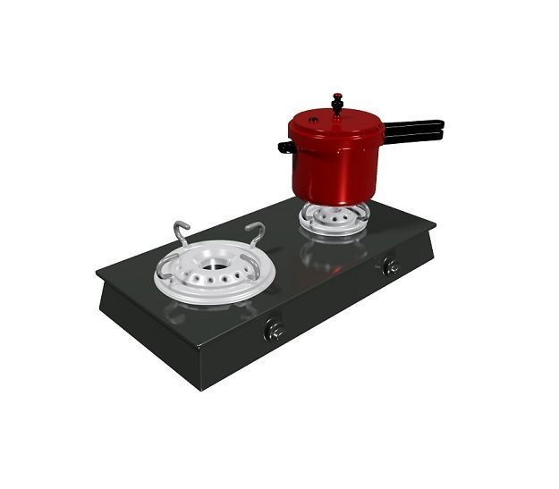 Spectacular Gas Stove Cooker Set 3D model CGTrader