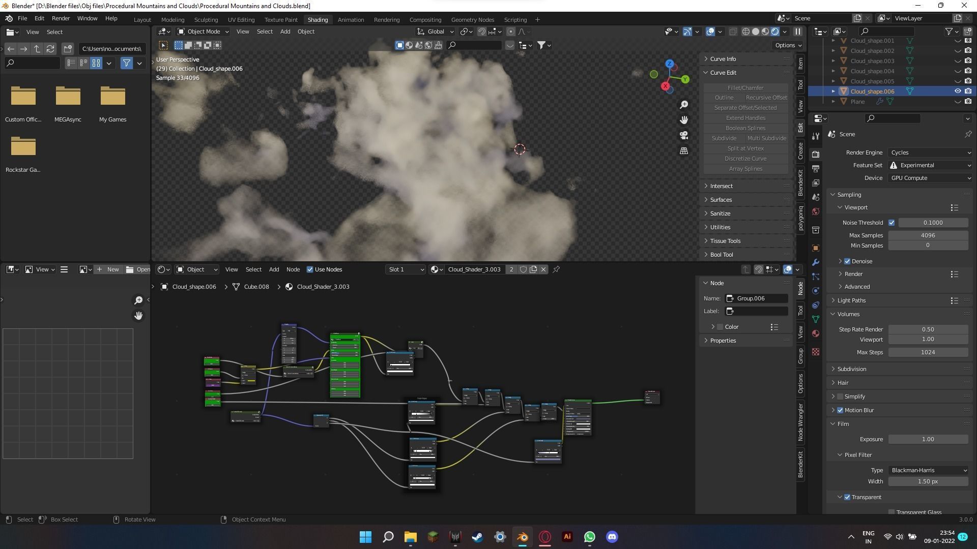 Procedural Mountains and Clouds free 3D model | CGTrader