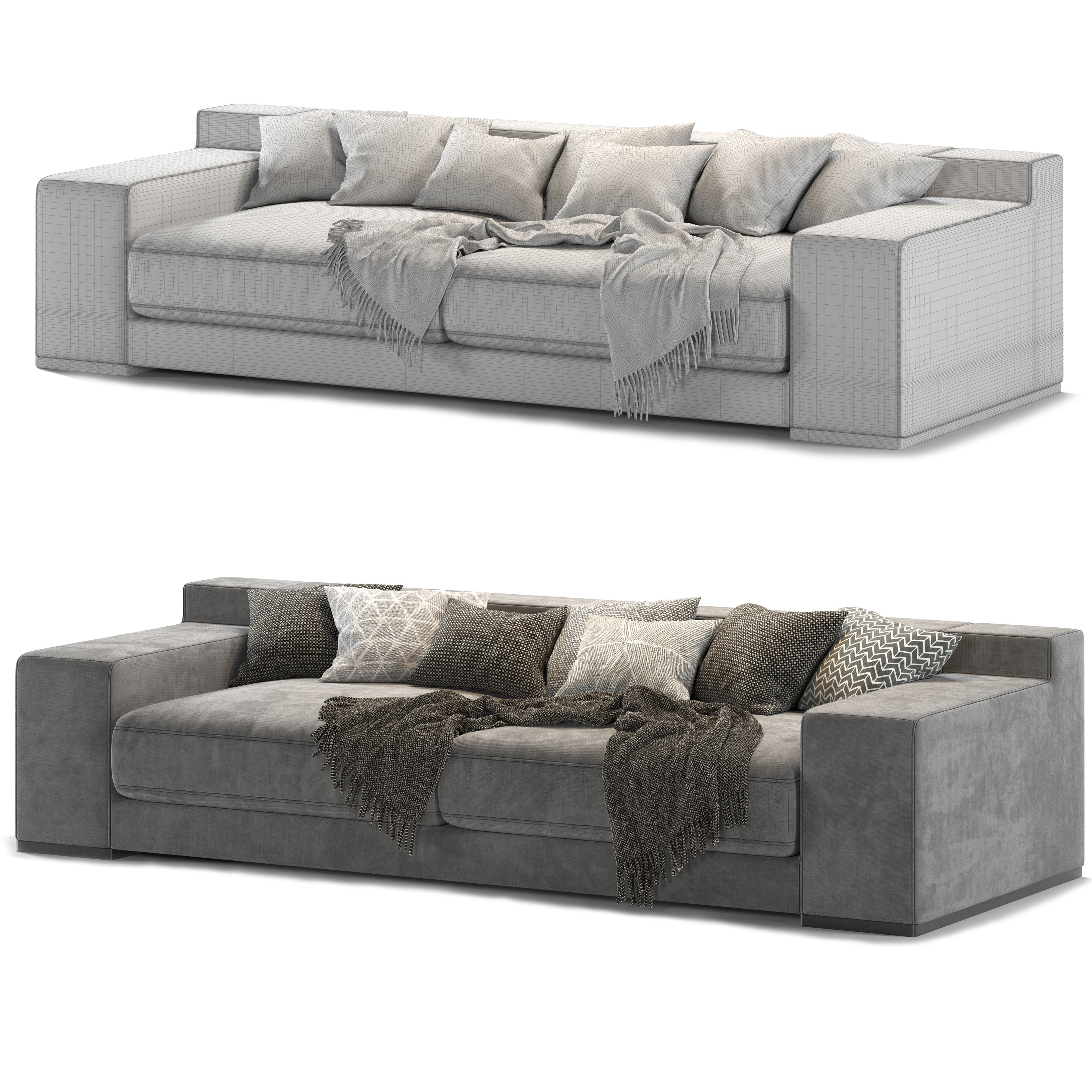 West Elm Dalton Double sofa 3D model CGTrader