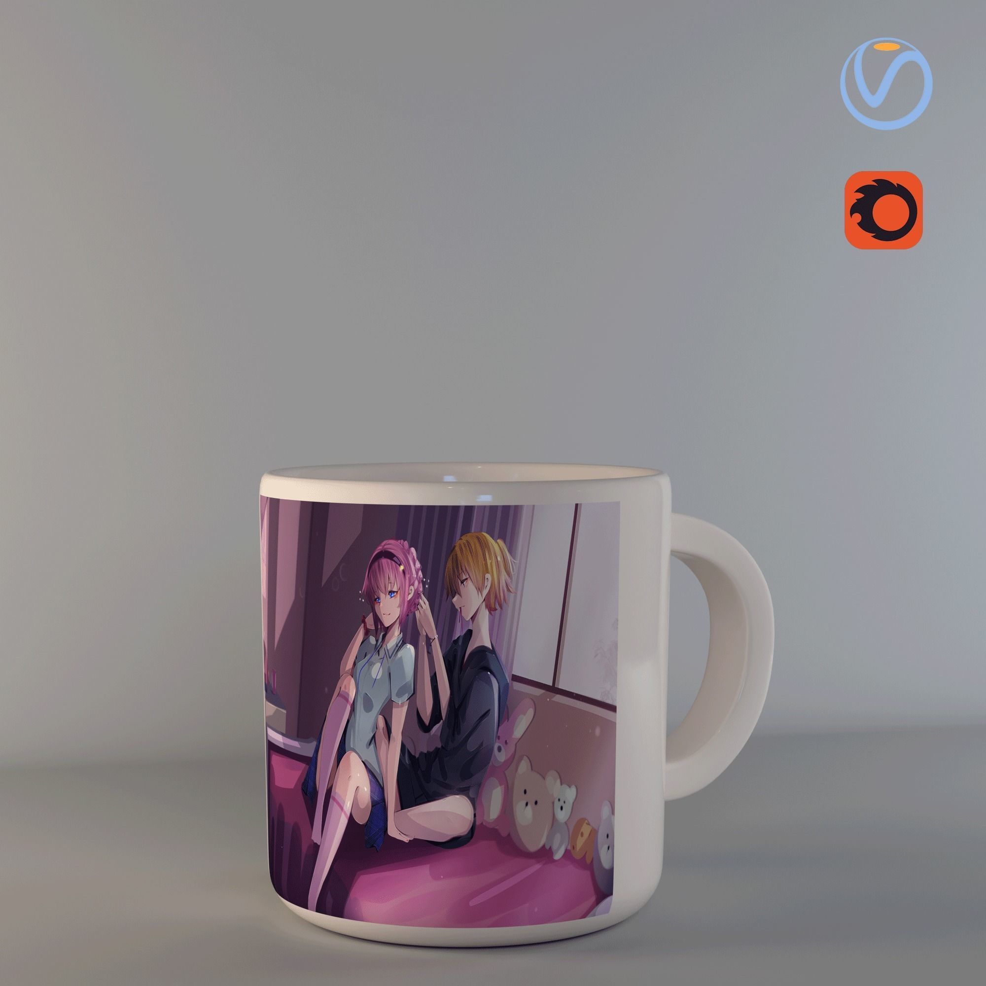 romantic anime mug 3D model | CGTrader