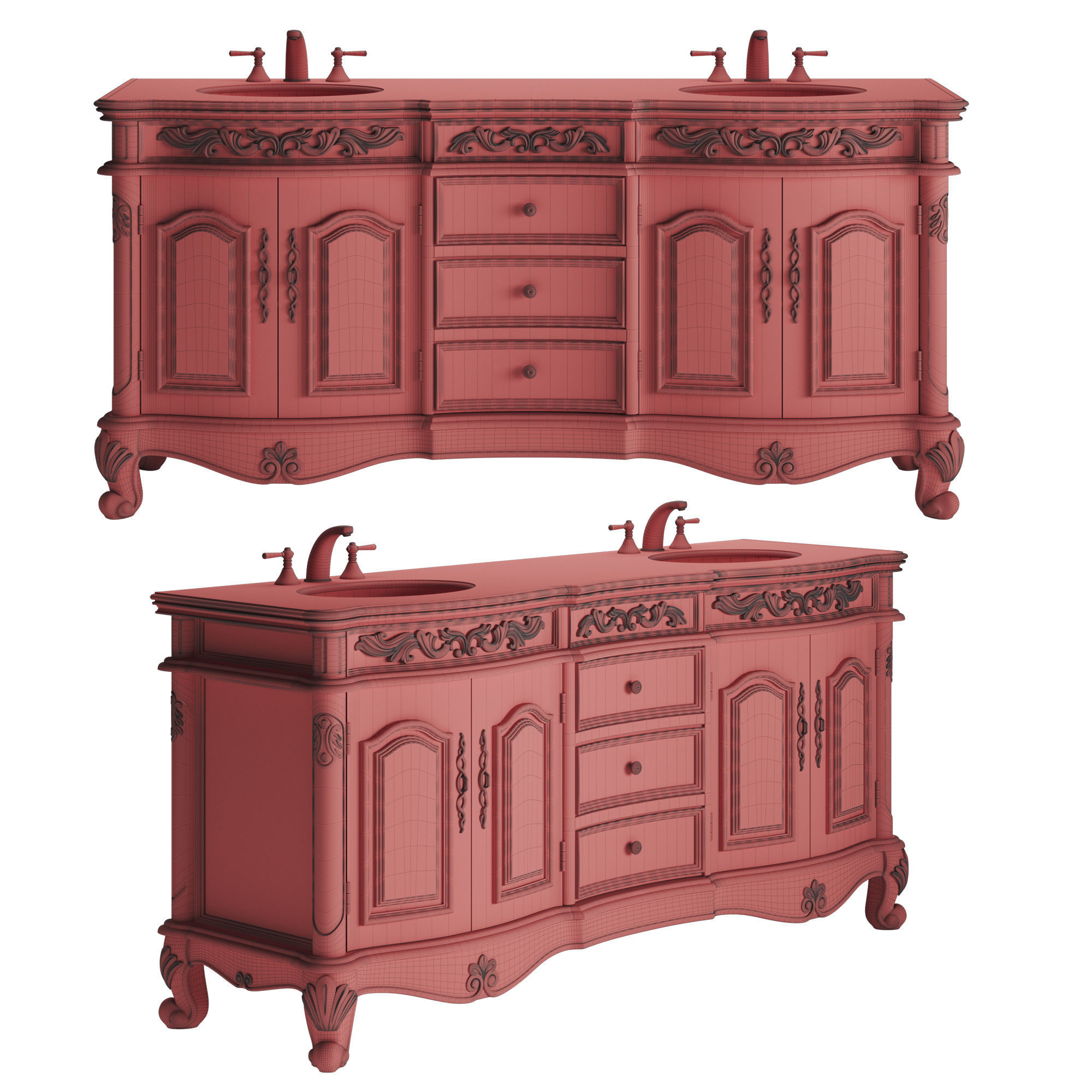 Svetlana 72 Double Sink Bathroom Vanity 3D model CGTrader