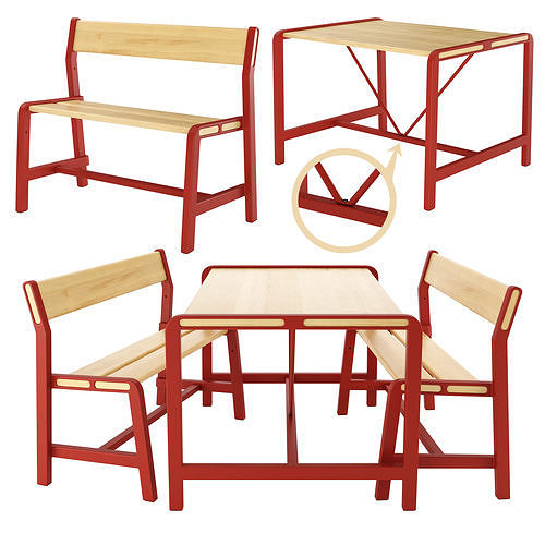 Ypperlig Ikea Childrens Bench And Table 3D model CGTrader