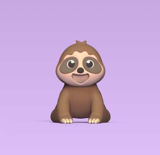Happy Sloth 3D model 3D printable | CGTrader