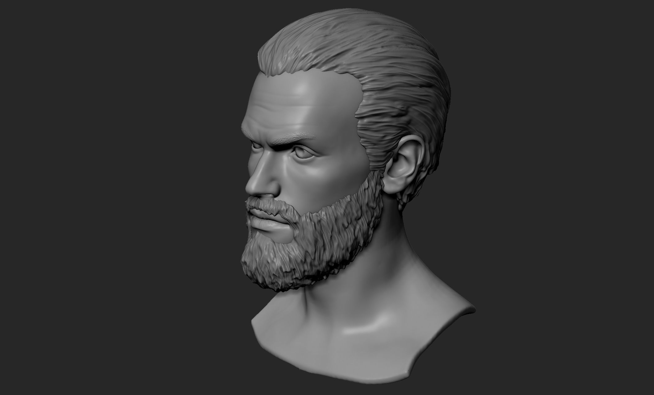 Male Head with Hair and Beard 3D model | CGTrader