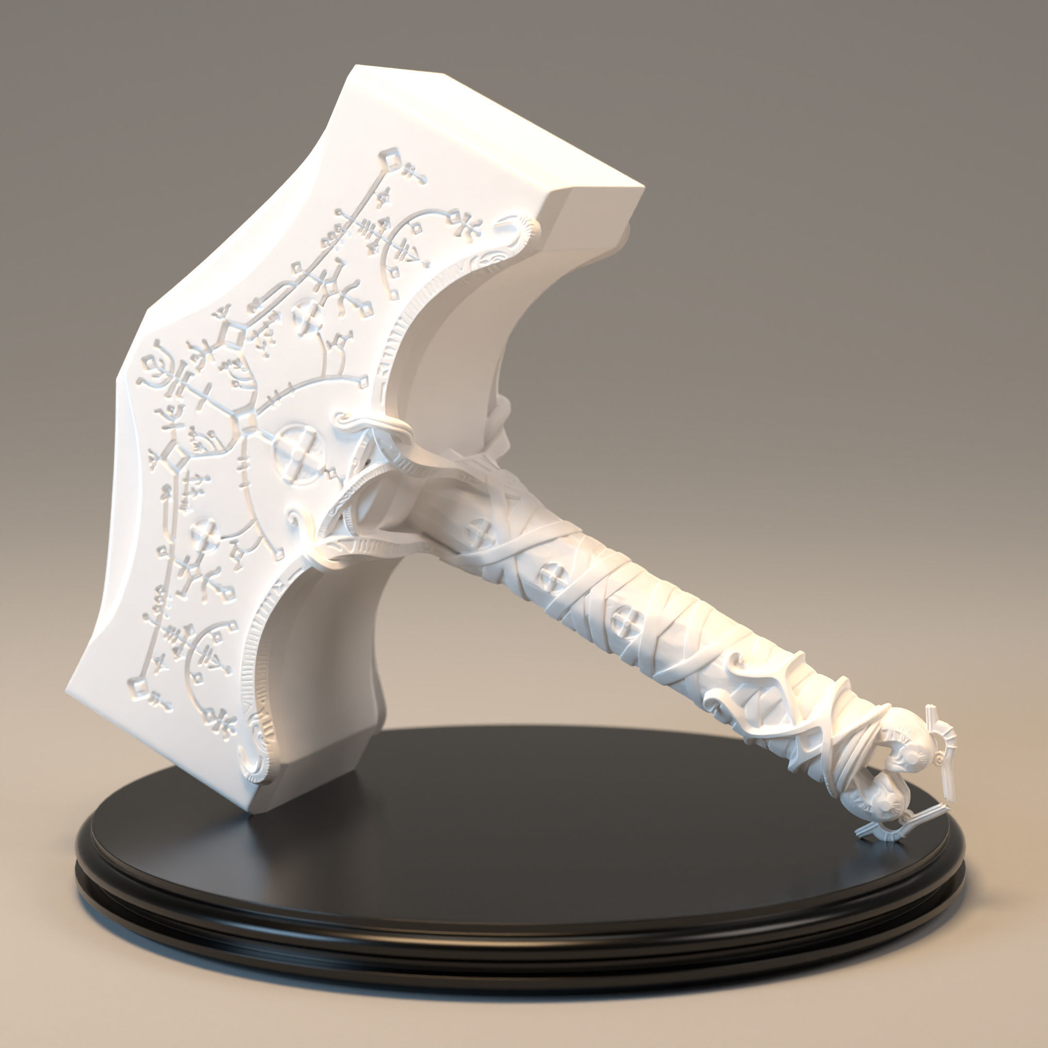 GOD OF WAR THOR HAMMER STL 3MF 3D PRINTING FILE LED COMPATIBLE 3D model