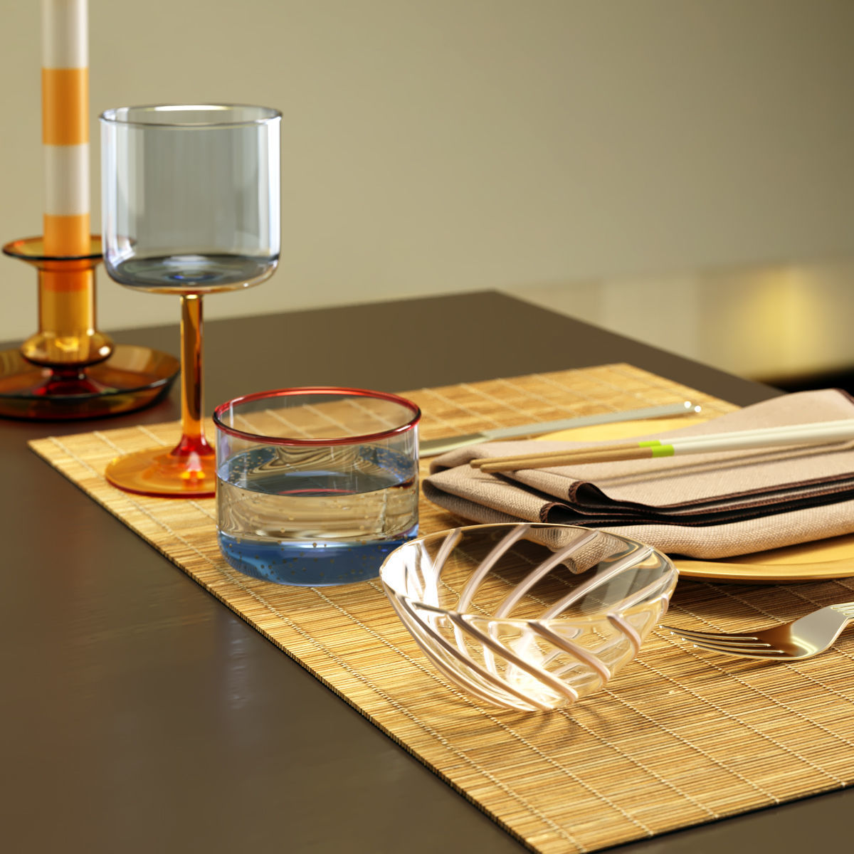 HAY Bamboo place mat Set 3D model CGTrader