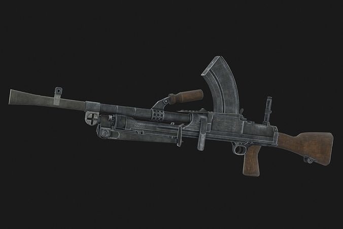 Machine gun Bren Low-poly 3D model