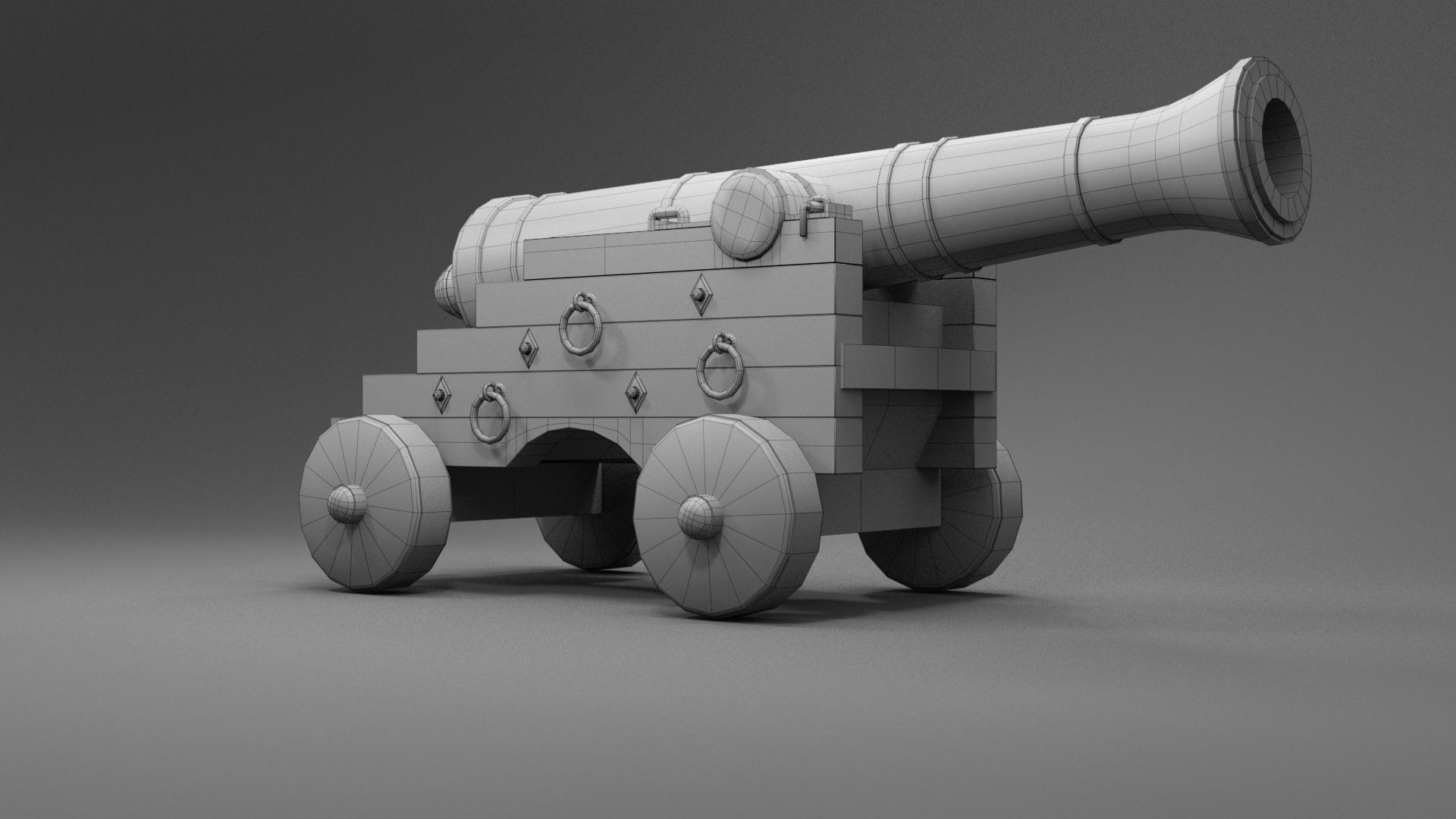 3D model Ship cannon PBR Lowpoly game ready VR / AR / lowpoly CGTrader