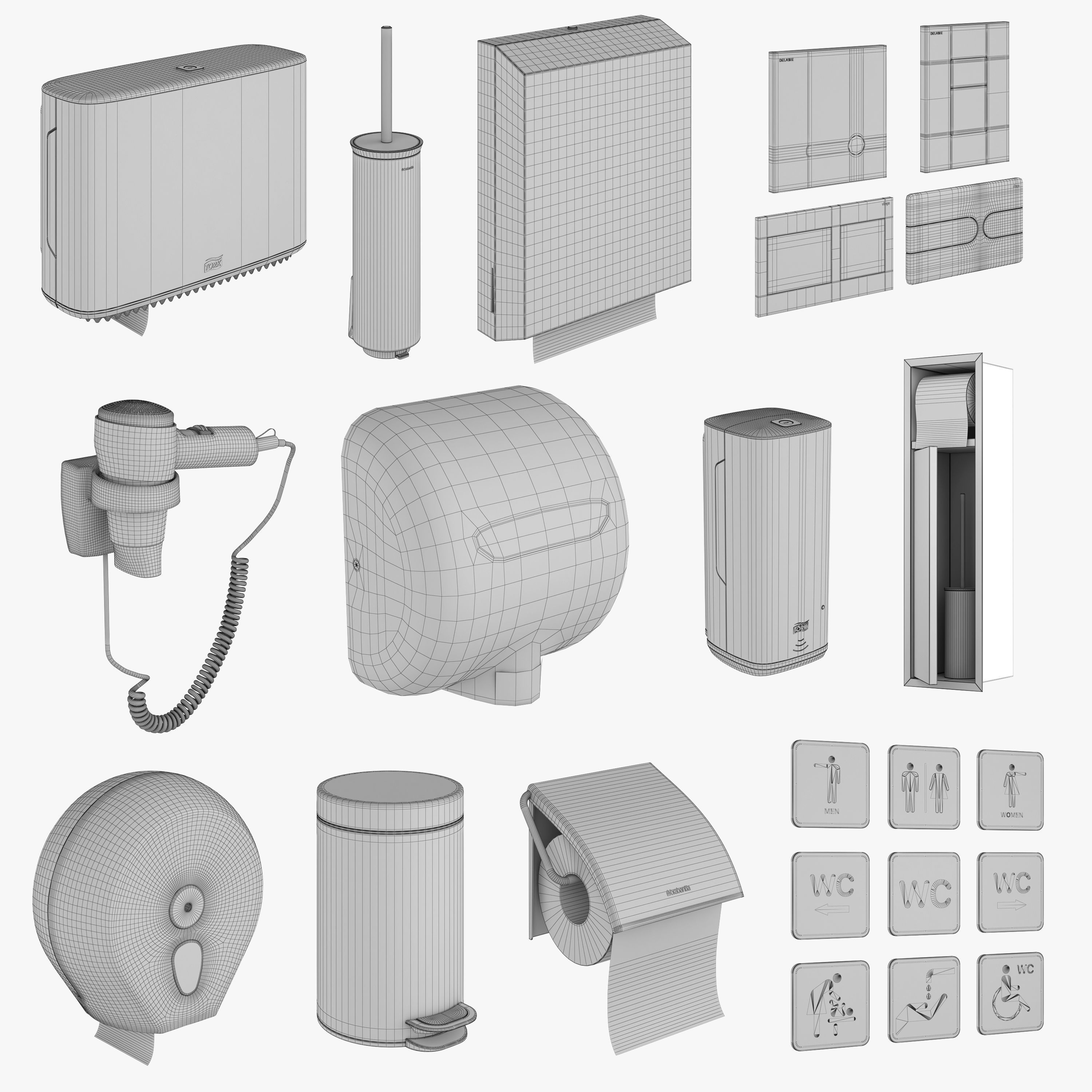 Public toilet accessories set 151 3D model CGTrader