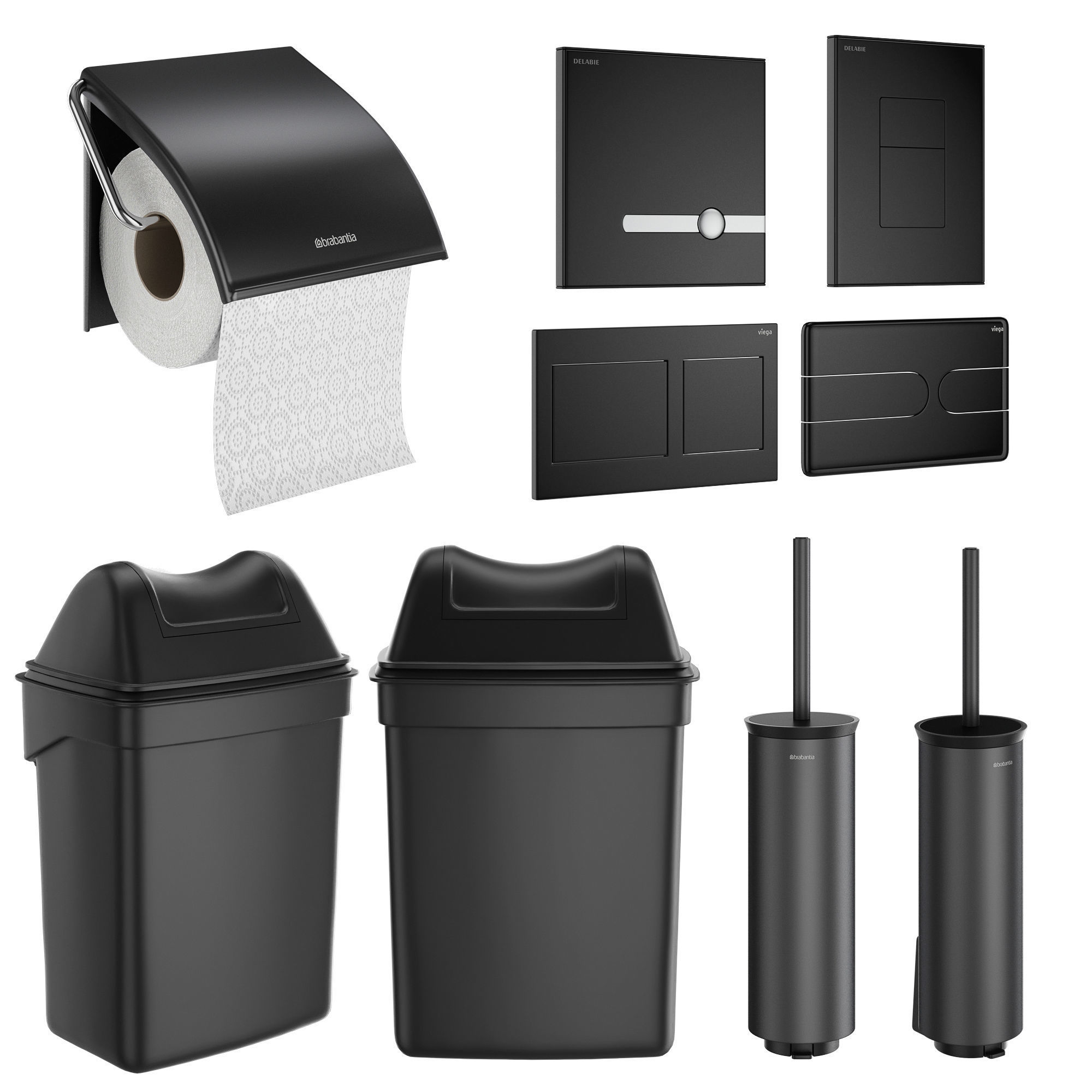 Public toilet accessories black set 152 3D model CGTrader