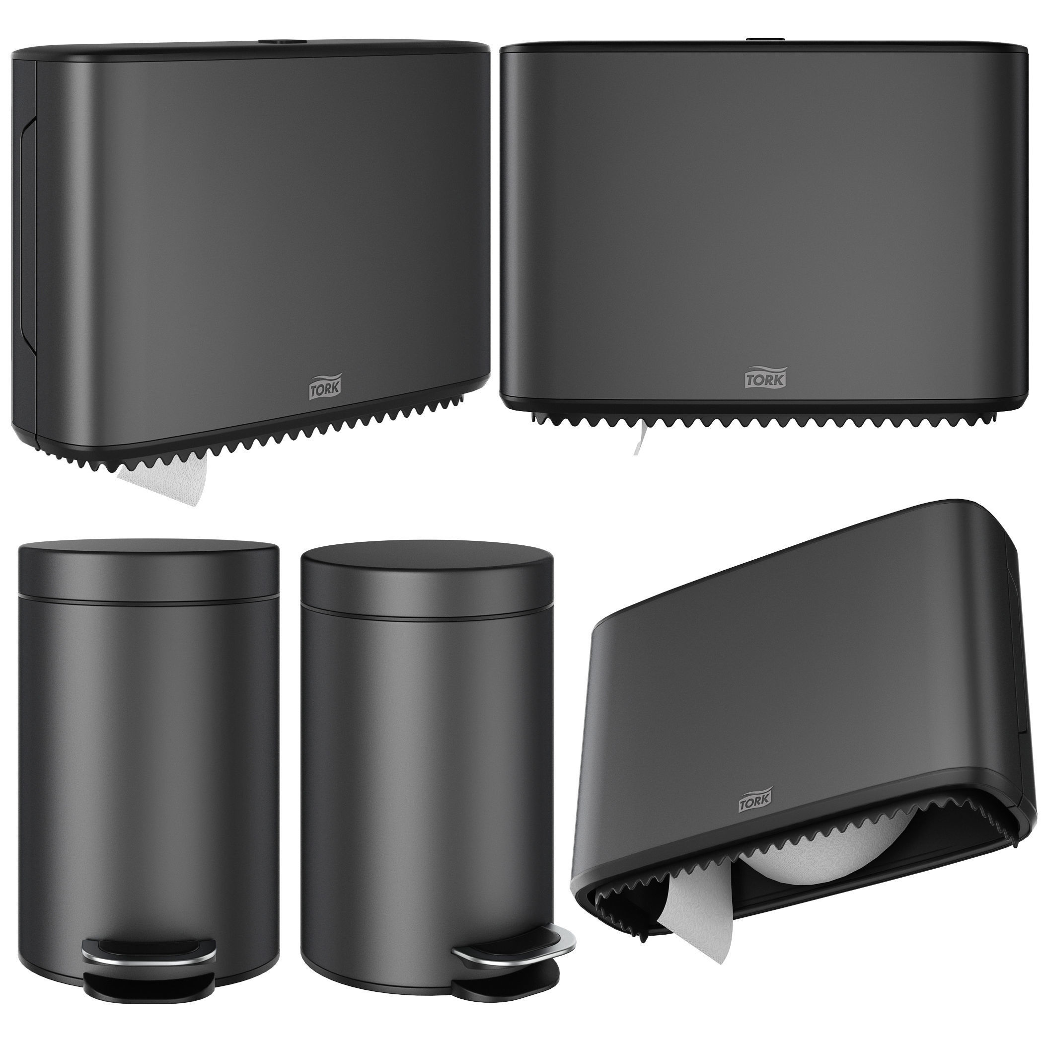 Public toilet accessories black set 152 3D model CGTrader