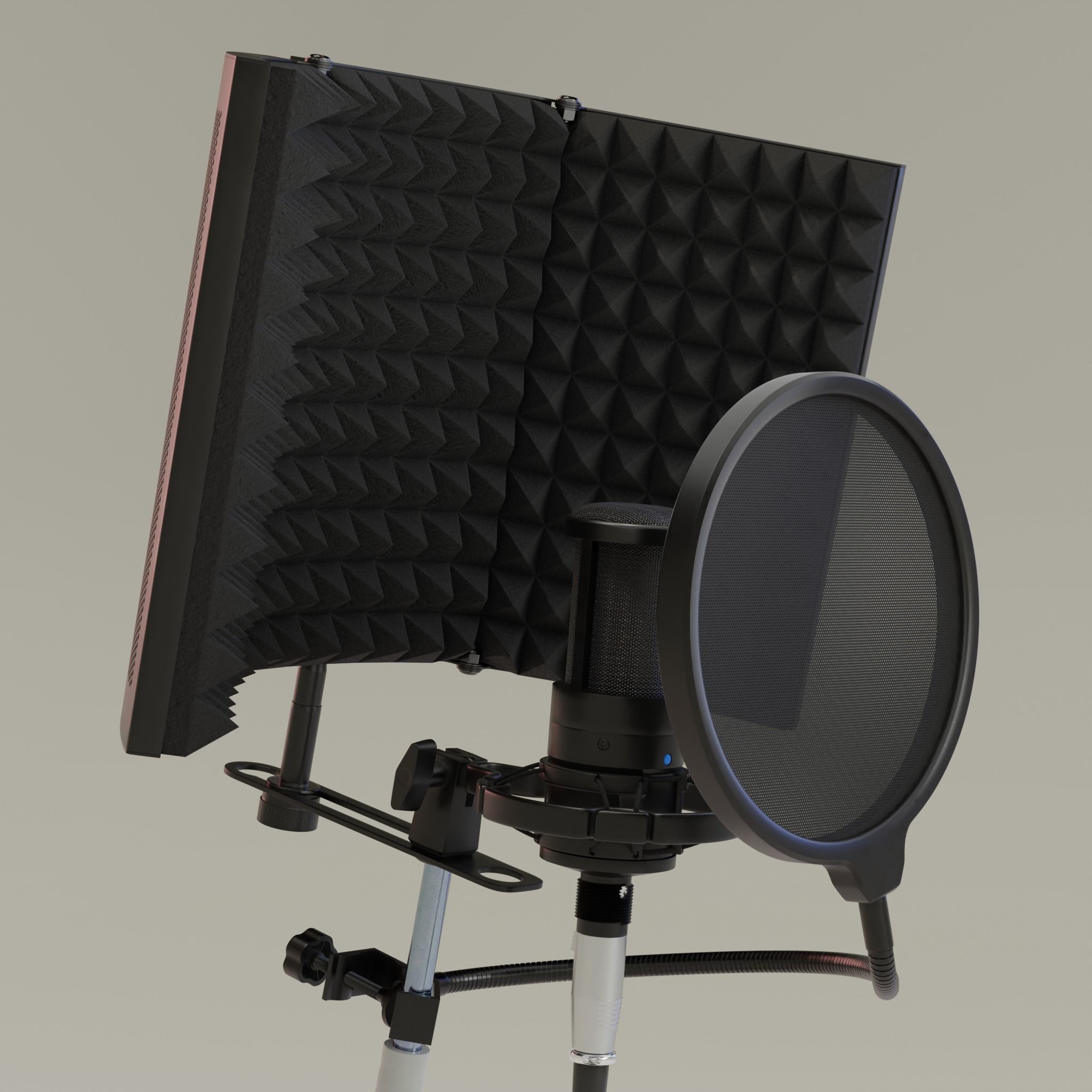Tripod microphone with sound protection 3D model | CGTrader