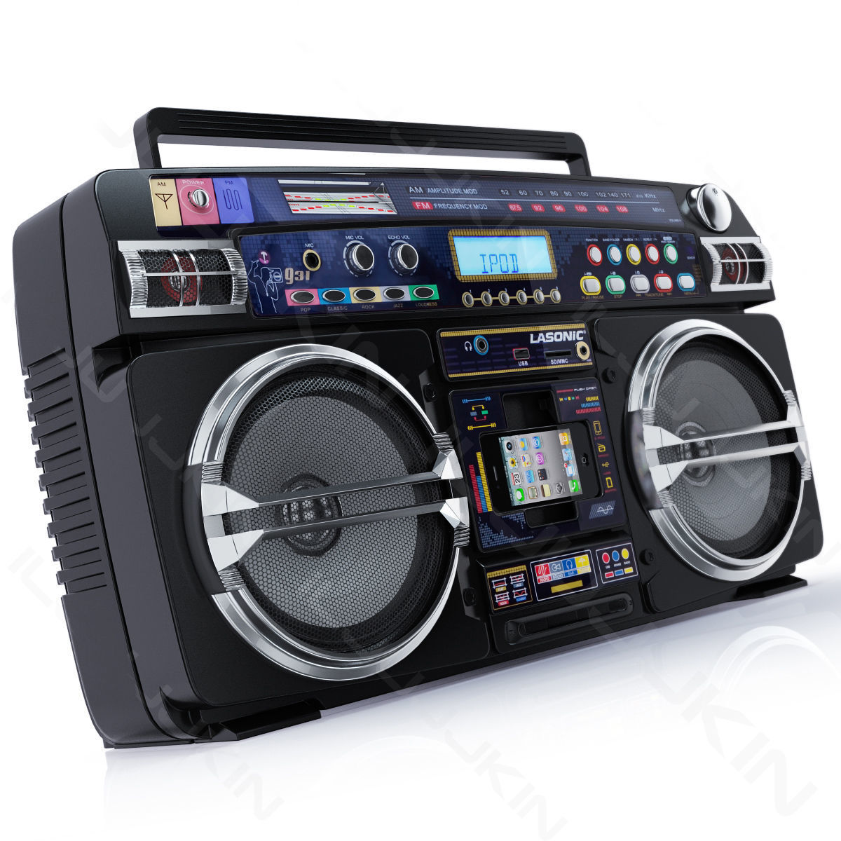 Modern Boombox with iPhone 3D model CGTrader