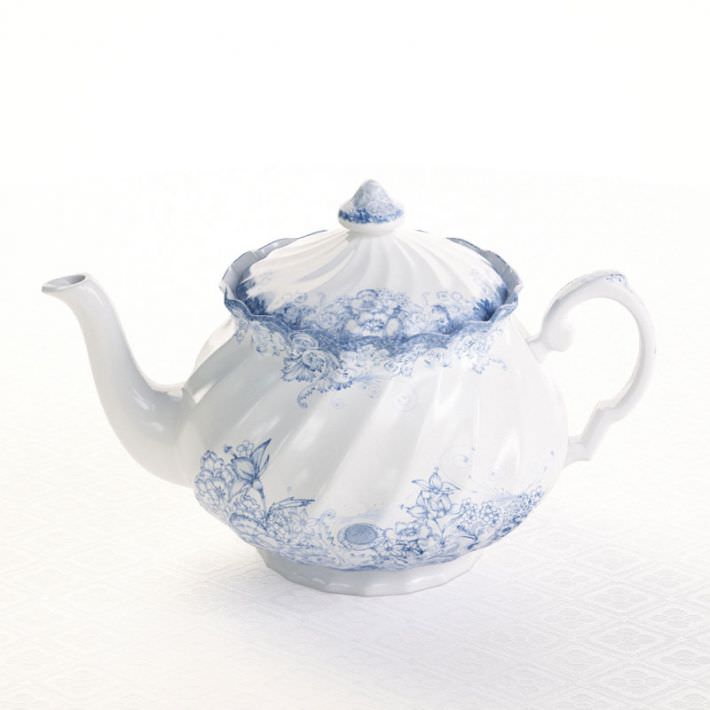 White Blue Porcelain Teapot
