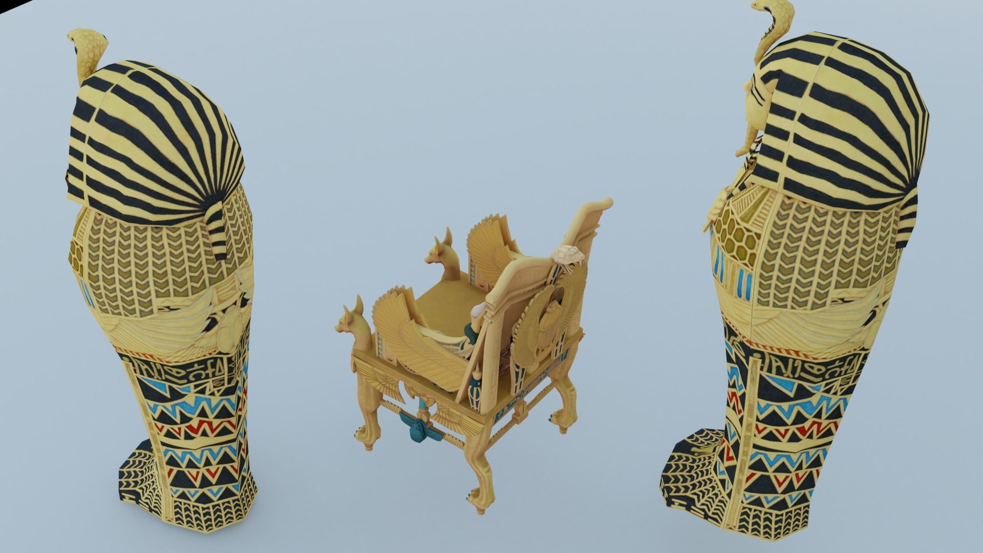 Egypt chair Tutankhamun 3D model CGTrader