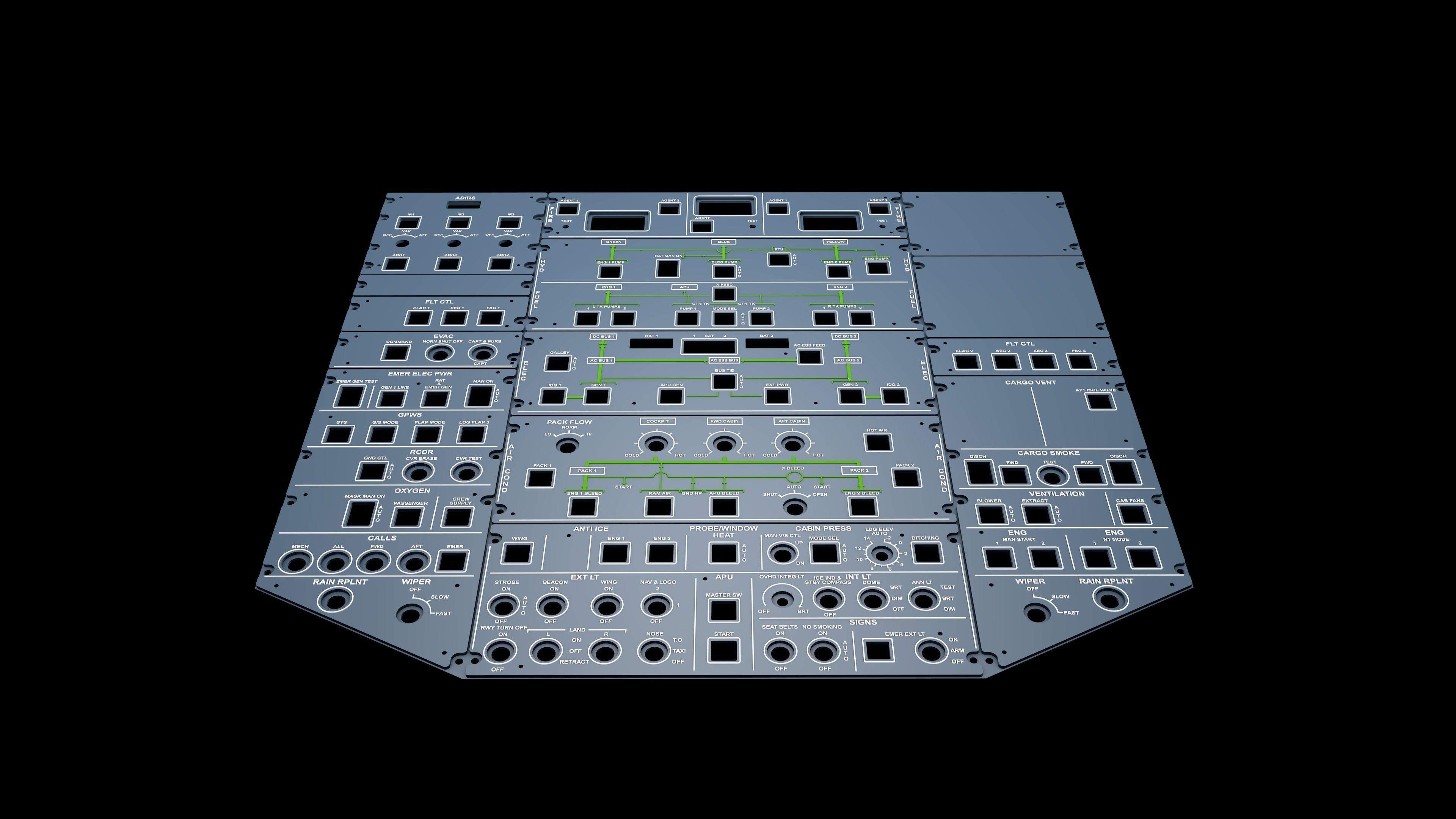 AIRBUS A320 OVERHEAD PANELS 3D model 3D printable CGTrader