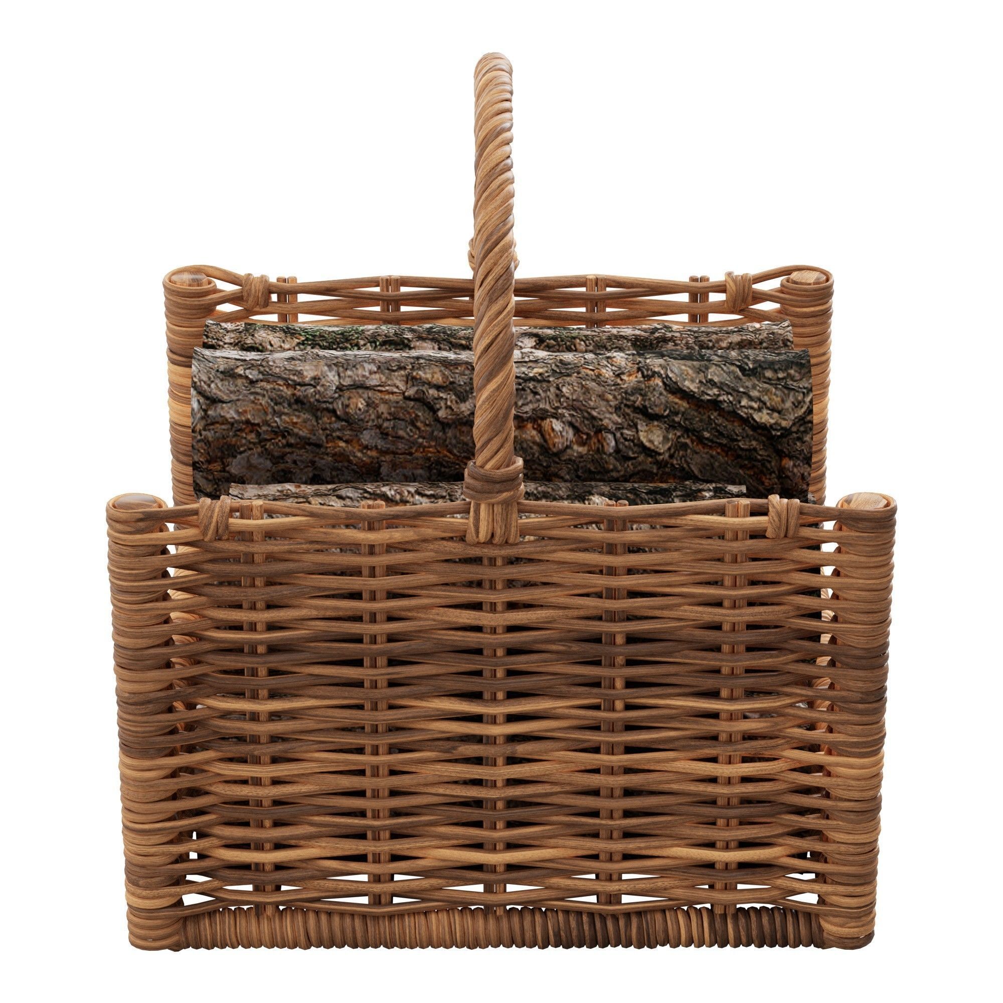 Round Rattan Log Basket 3D model CGTrader