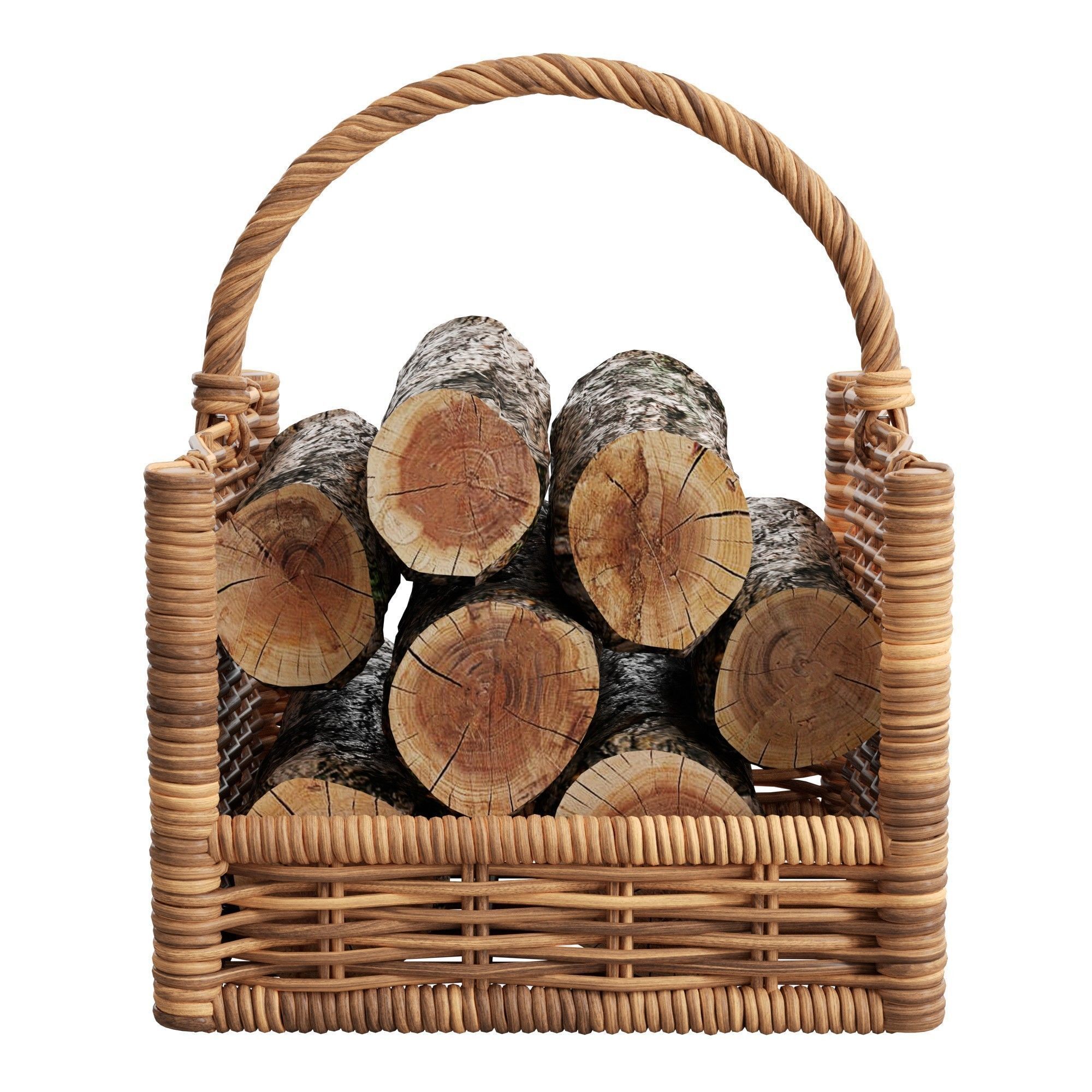 Round Rattan Log Basket 3D model CGTrader
