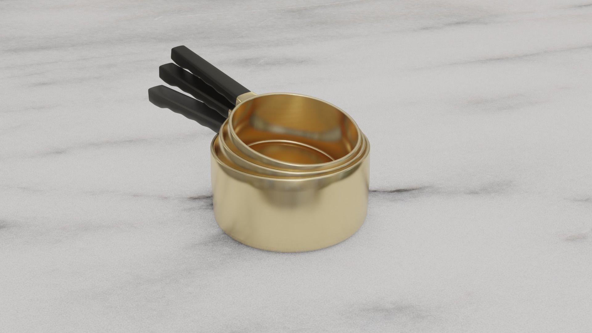 3 set of golden saucepans free 3D model CGTrader