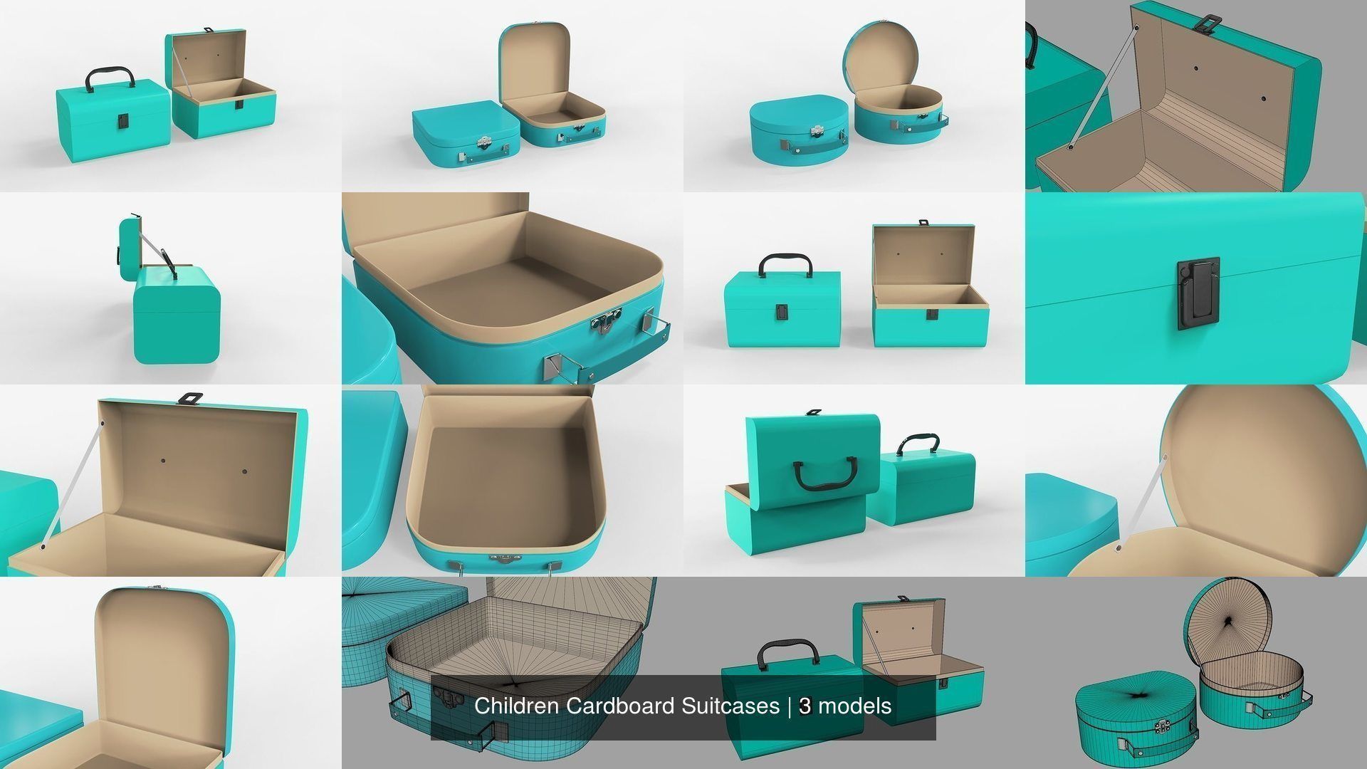 Children Cardboard Suitcases 3D Model Collection CGTrader