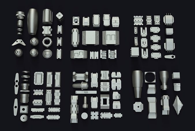 3D model Kitbash different metal parts VR / AR / low-poly | CGTrader