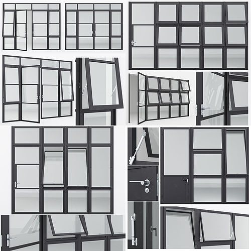 Collection Aluminium door x4 4 CGTrader