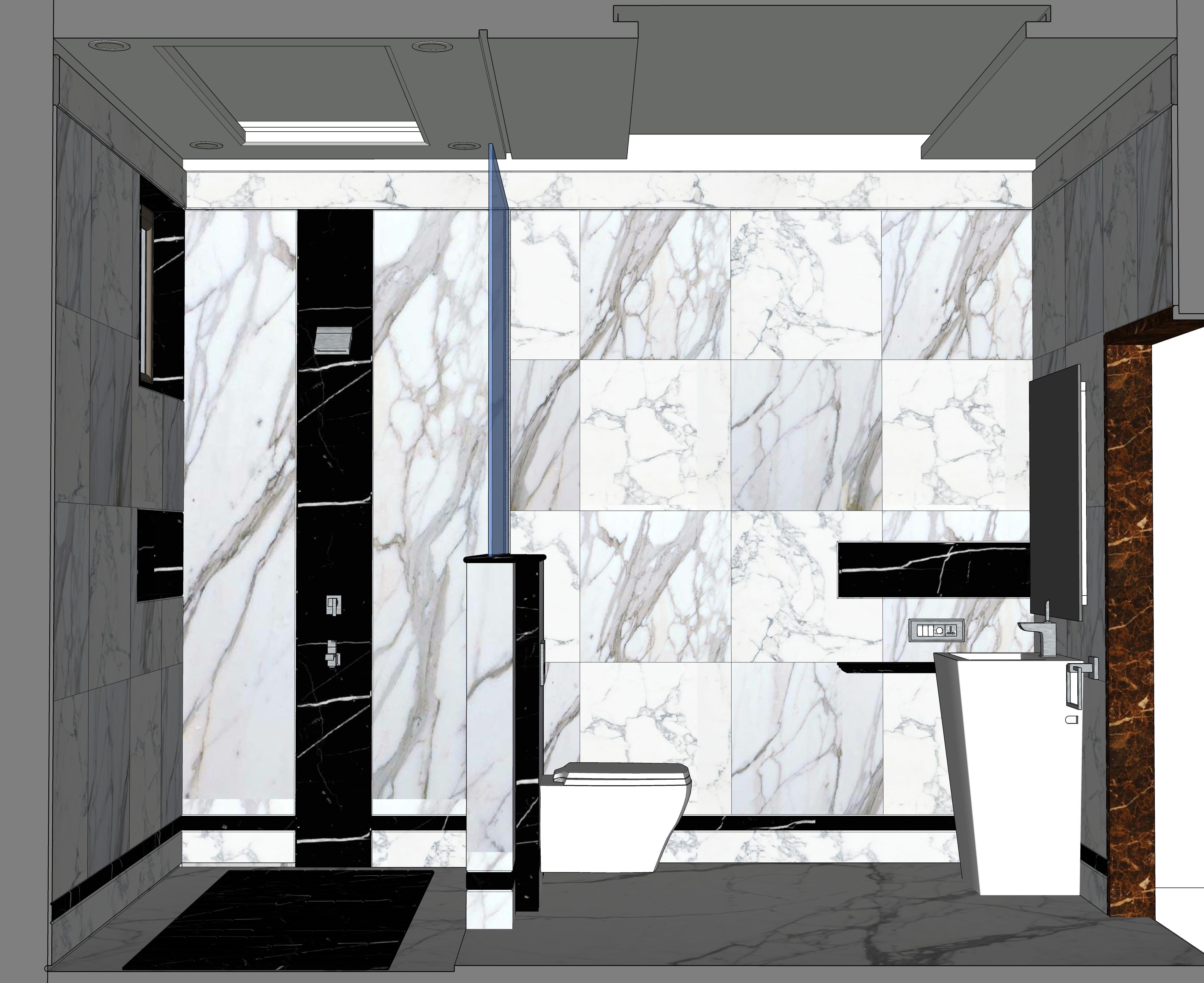 WASHROOM 1 bathroom with marble floors and walls 3D model | CGTrader