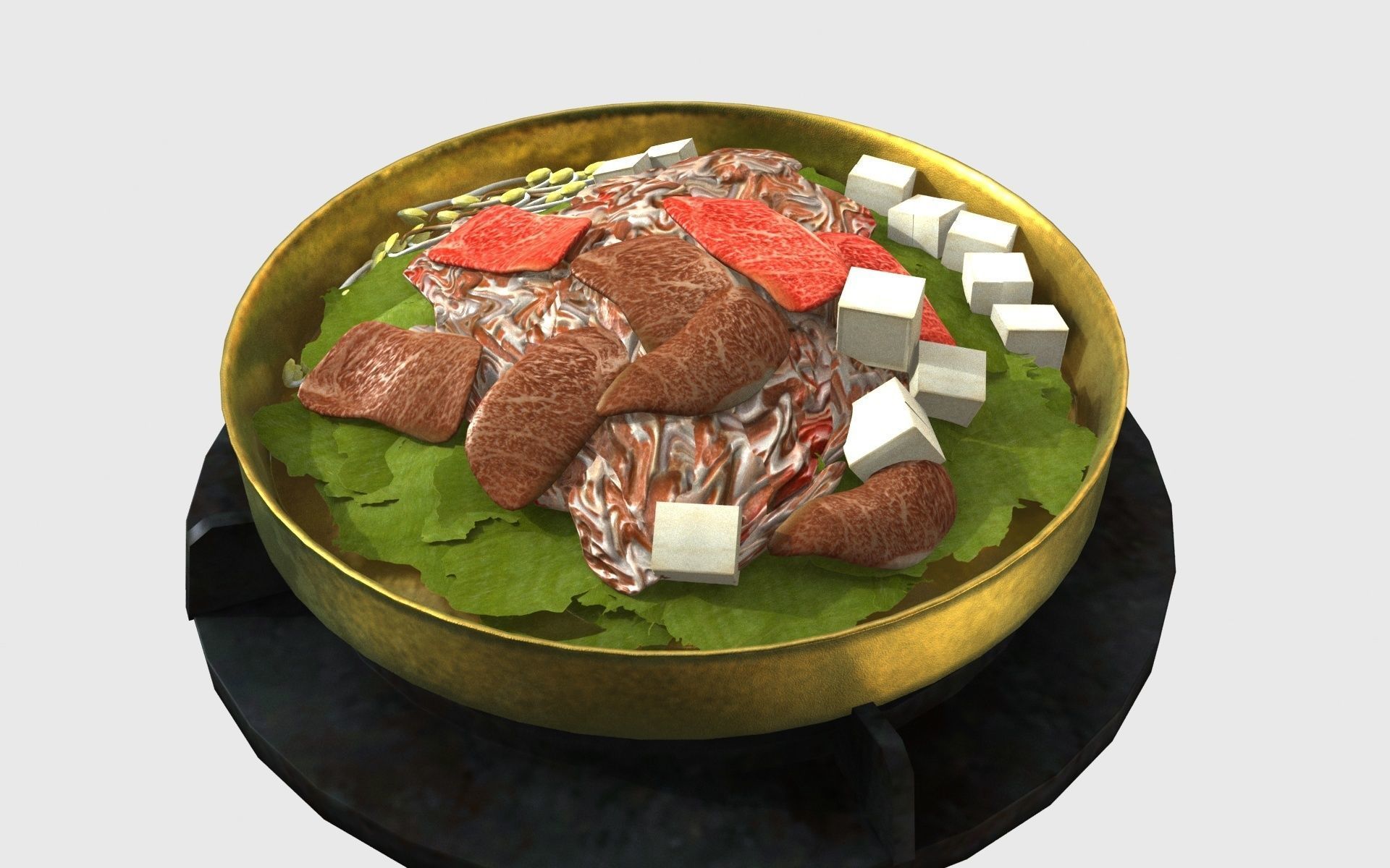 Korean copper plate barbecue 3D model CGTrader