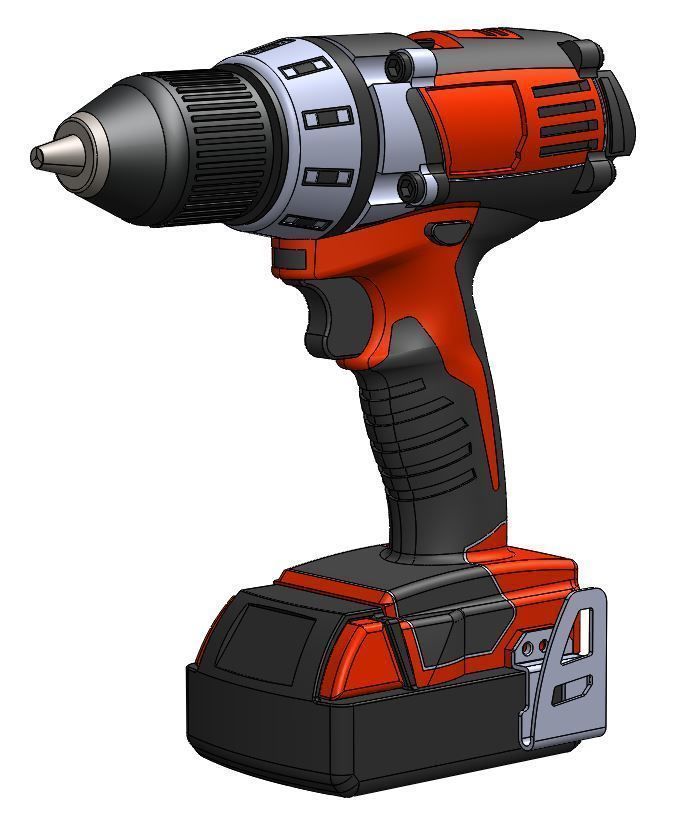 Milwaukee M18 Drill with Belt Clip and Battery 3D model CGTrader