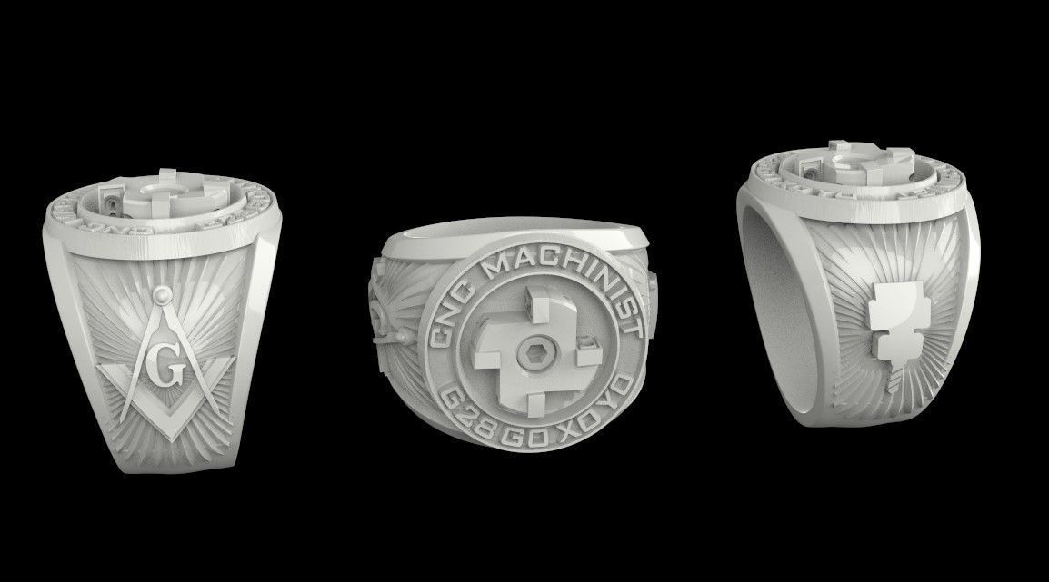 CNC Machinist Masonic Ring 3D model 3D printable CGTrader