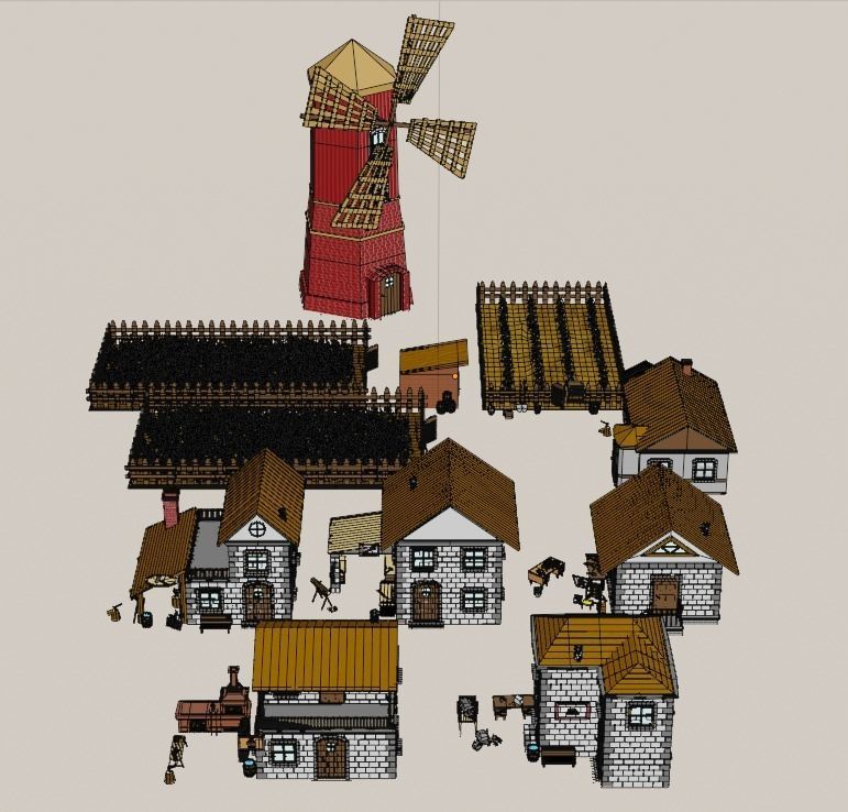 Low poly Village pbr game ready free VR / AR / low-poly 3D model | CGTrader