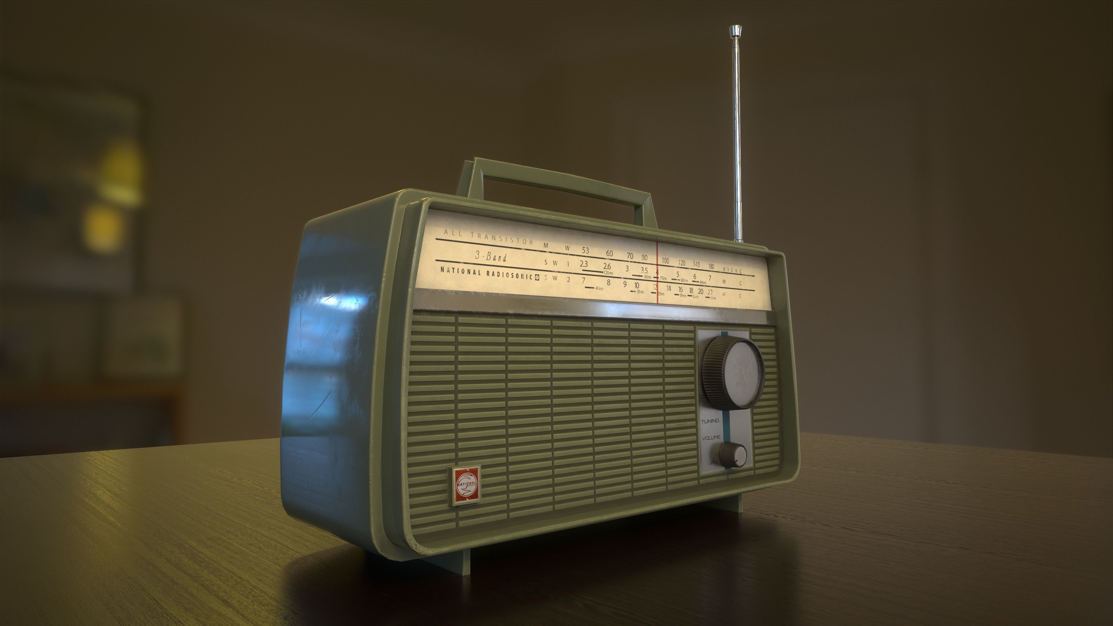 3D model Vintage plastic radio National Radiosonic RL318 VR / AR