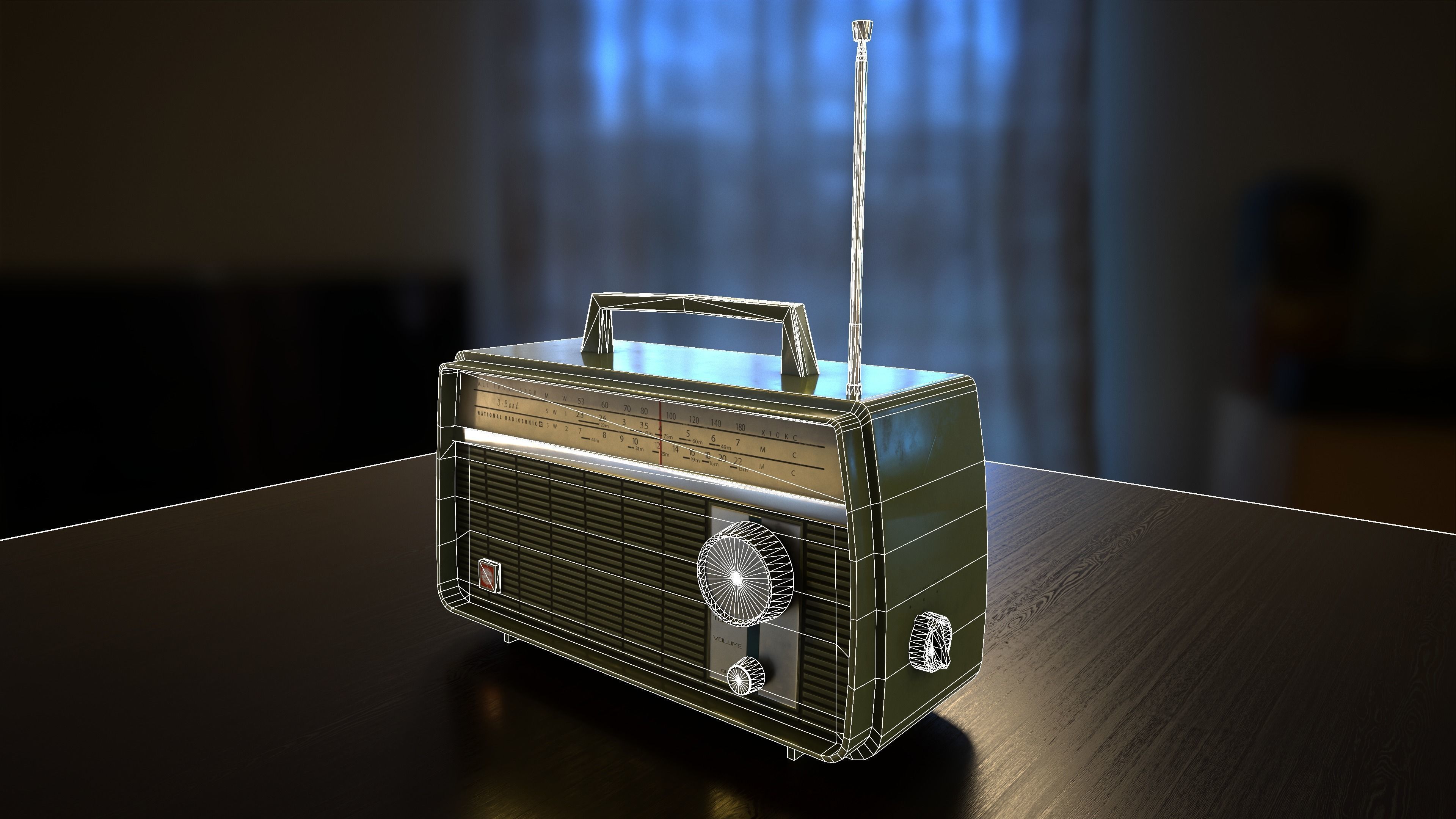 3D model Vintage plastic radio National Radiosonic RL318 VR / AR