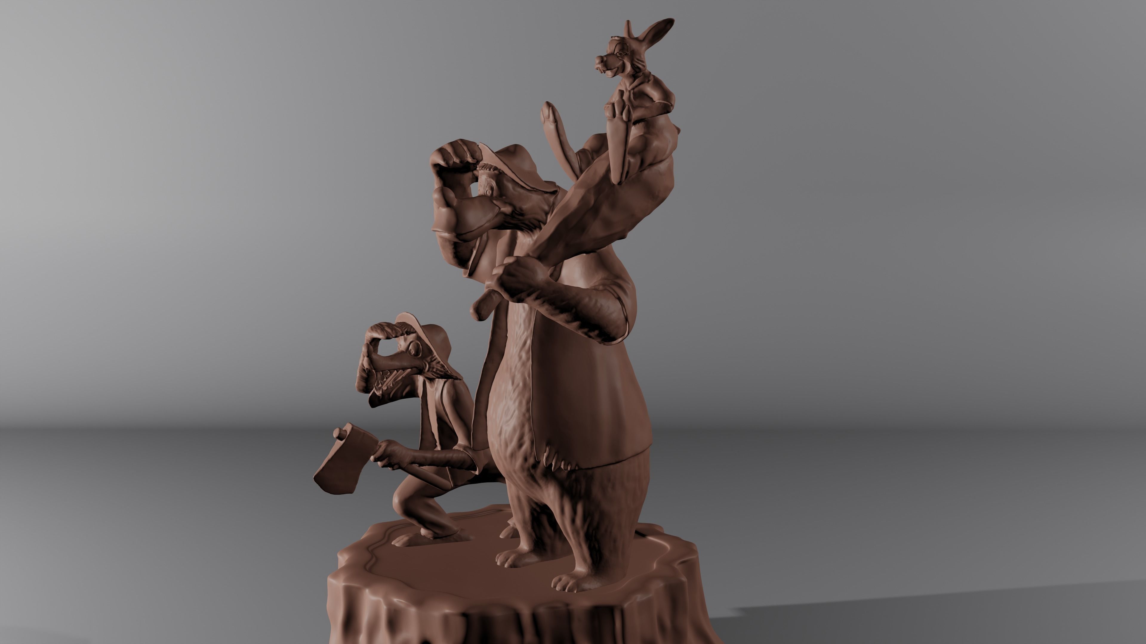 Splash Mountain Statue with Brer Fox Brer Bear and Brer Rabbit 3D model ...