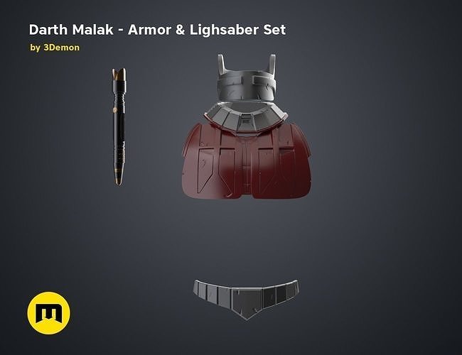 Darth Malak Armor and Lightsaber Set 3D model 3D printable CGTrader