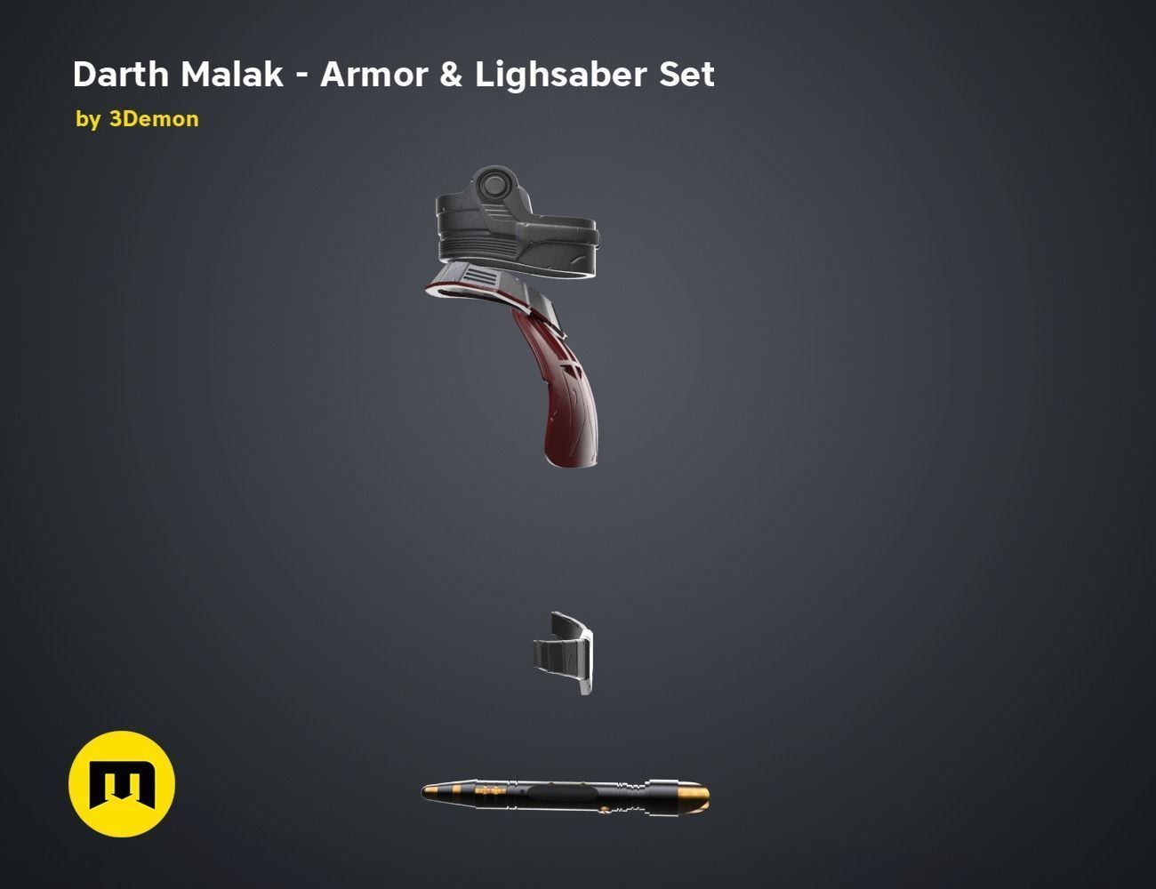 Darth Malak - Armor and Lightsaber Set 3D model 3D printable | CGTrader
