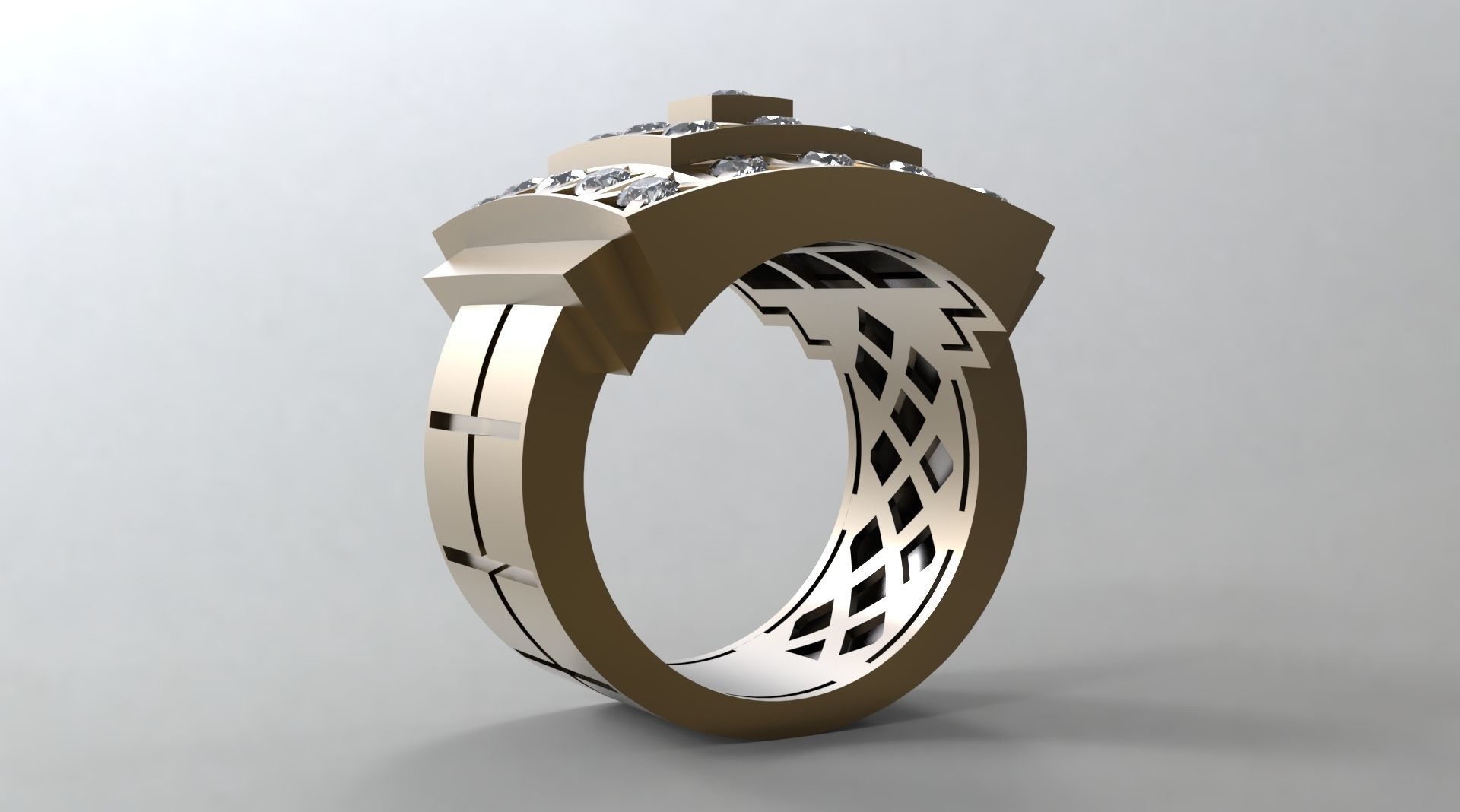 BIG Men ring with Diamonds 3D model 3D printable | CGTrader