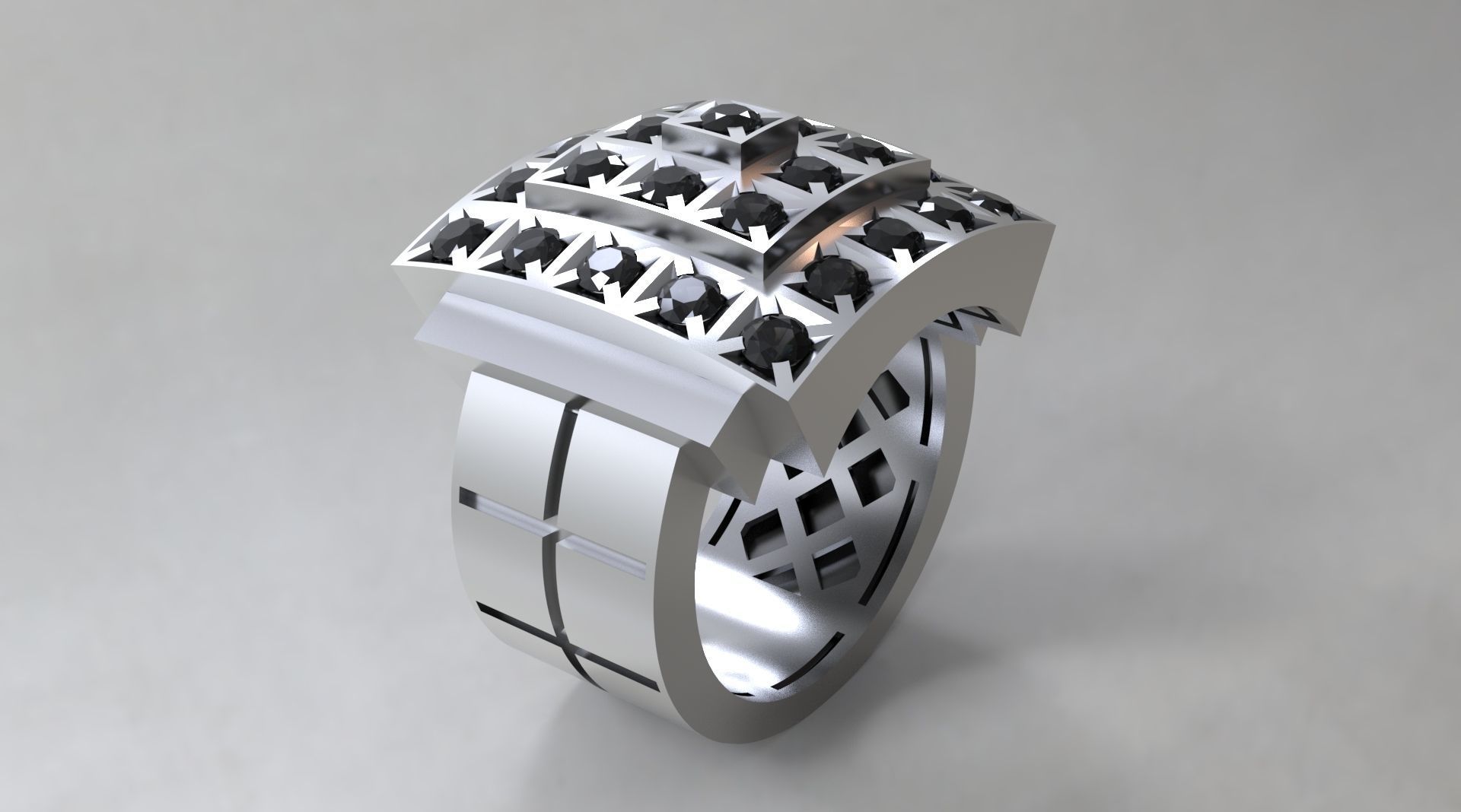 BIG Men ring with Diamonds 3D model 3D printable | CGTrader