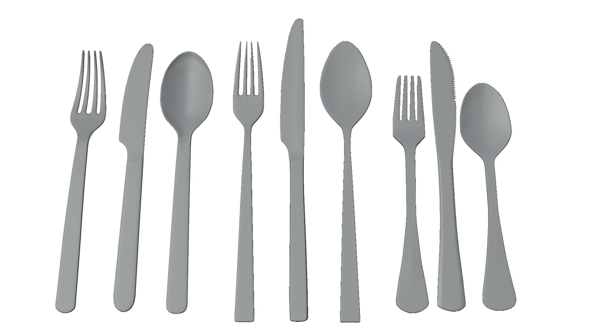 Cutlery Collection A set of silver forks and spoons 3D model CGTrader