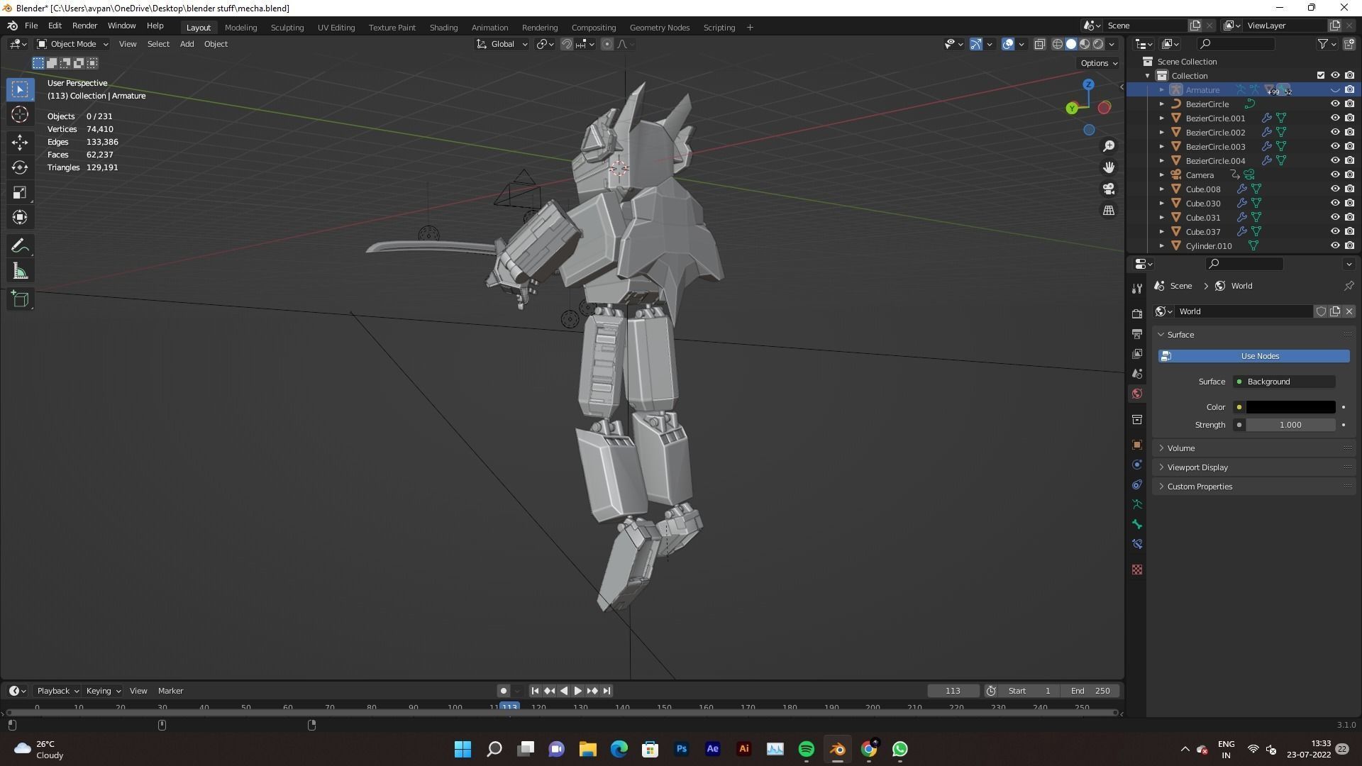 mecha figure holding sword free VR / AR / low-poly 3D model rigged ...