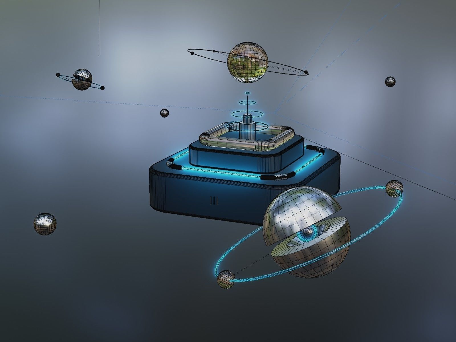 3D model Artificial intelligence UI concept design for Blender model VR